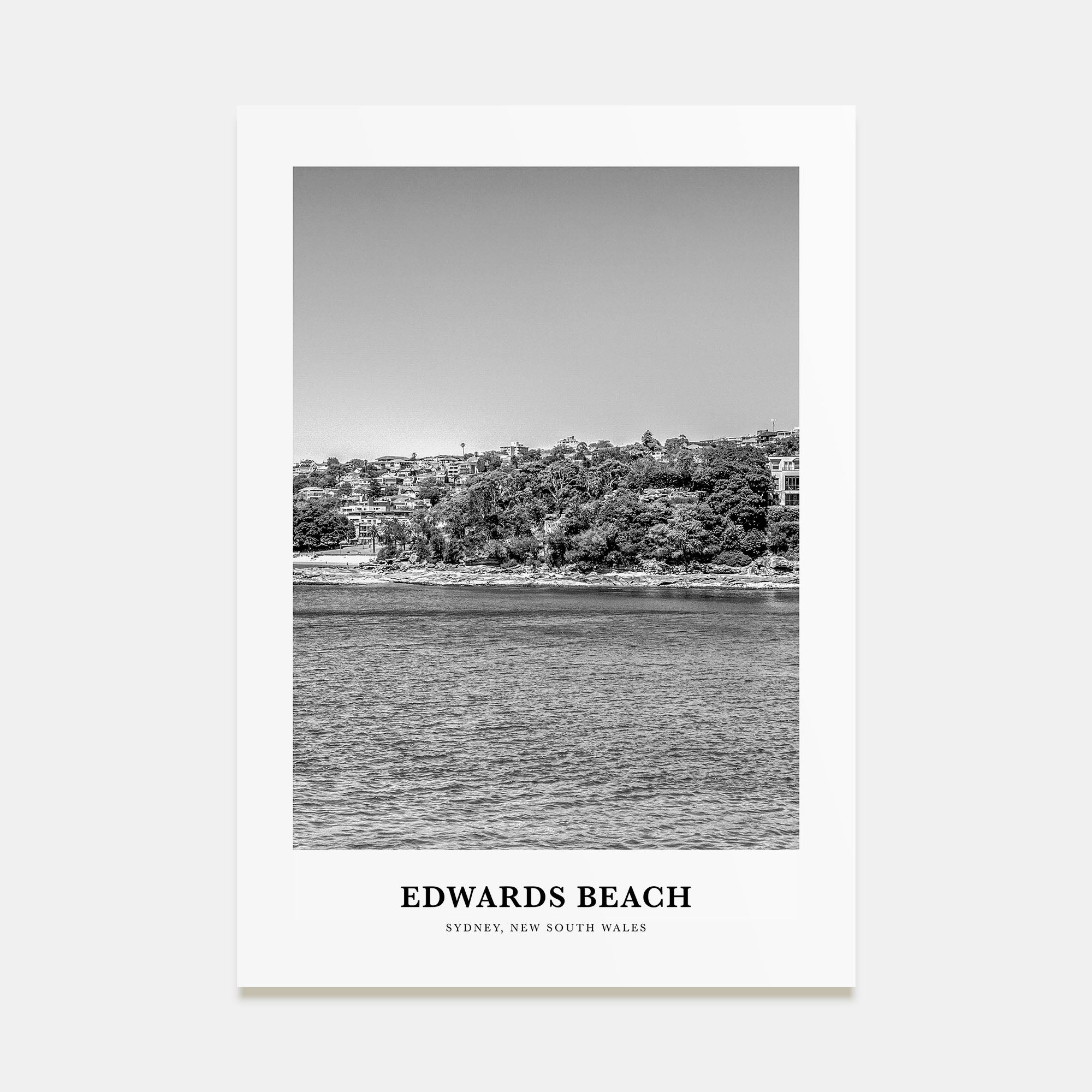 Edwards Beach Portrait B&W Poster
