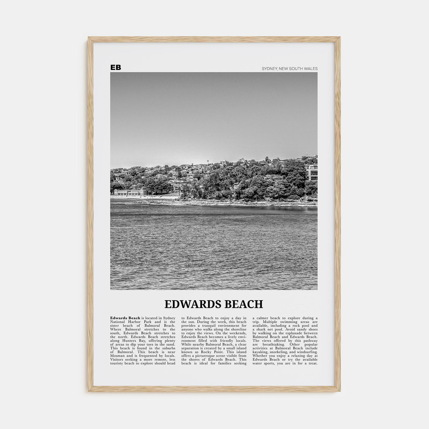Edwards Beach Travel B&W Poster