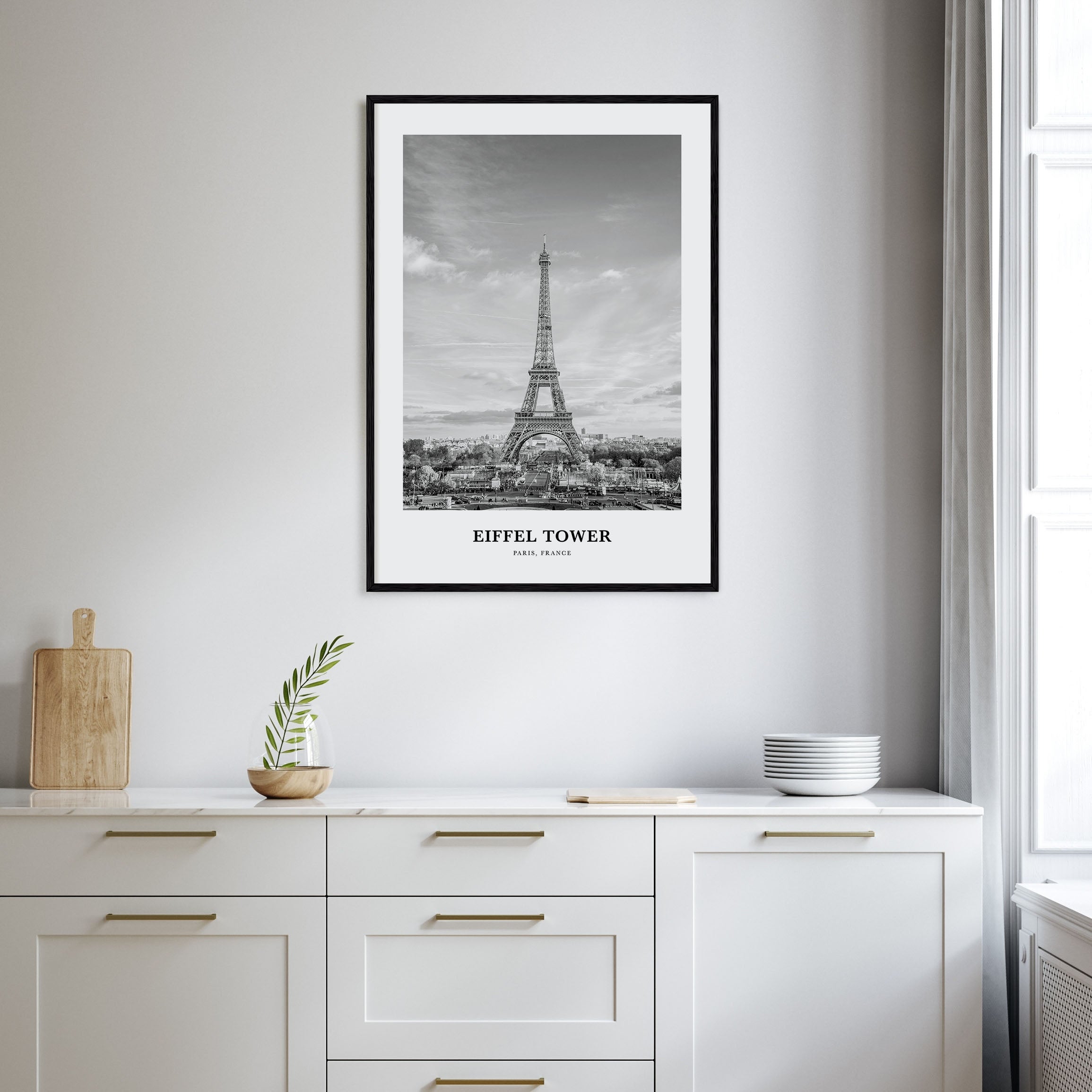 Eiffel Tower Portrait B&W Poster