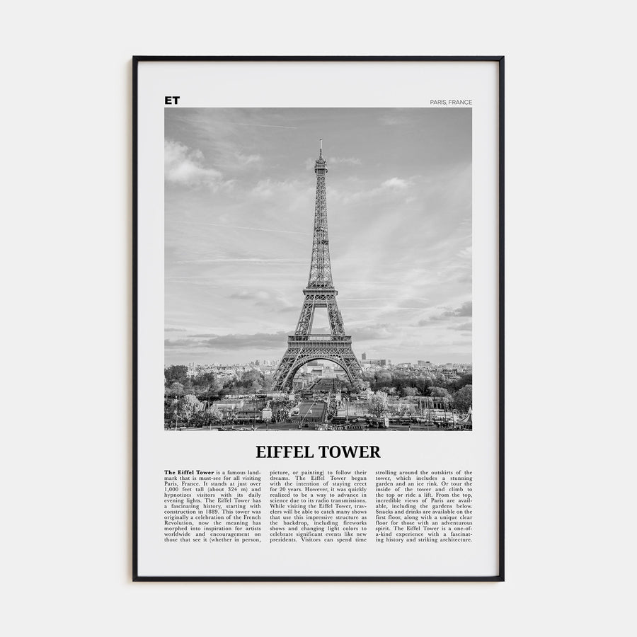 Eiffel Tower Travel B&W Poster