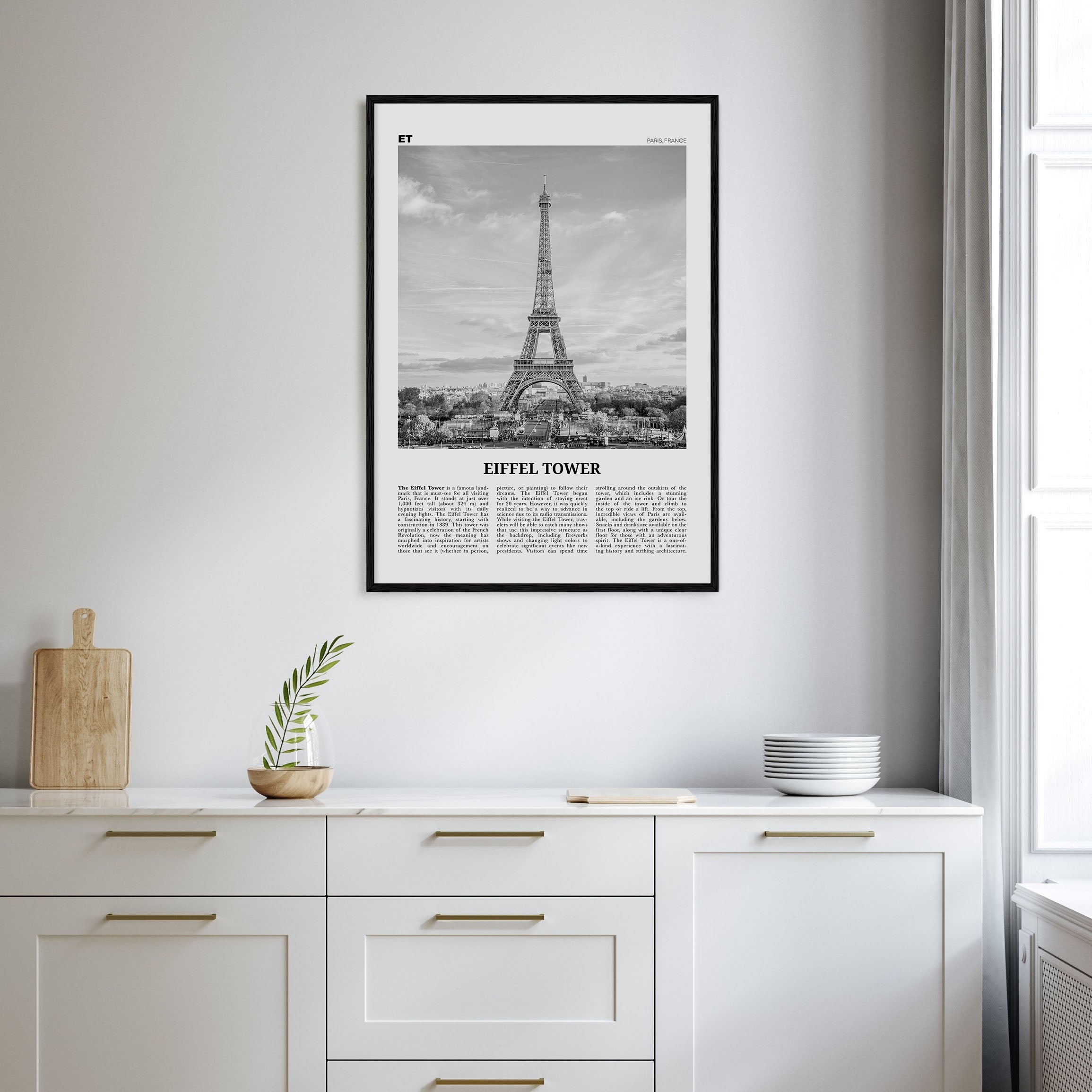 Eiffel Tower Travel B&W Poster