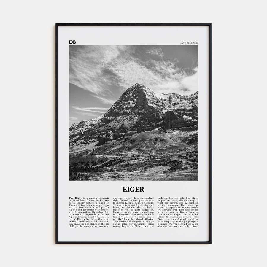 Eiger Travel B&W Poster