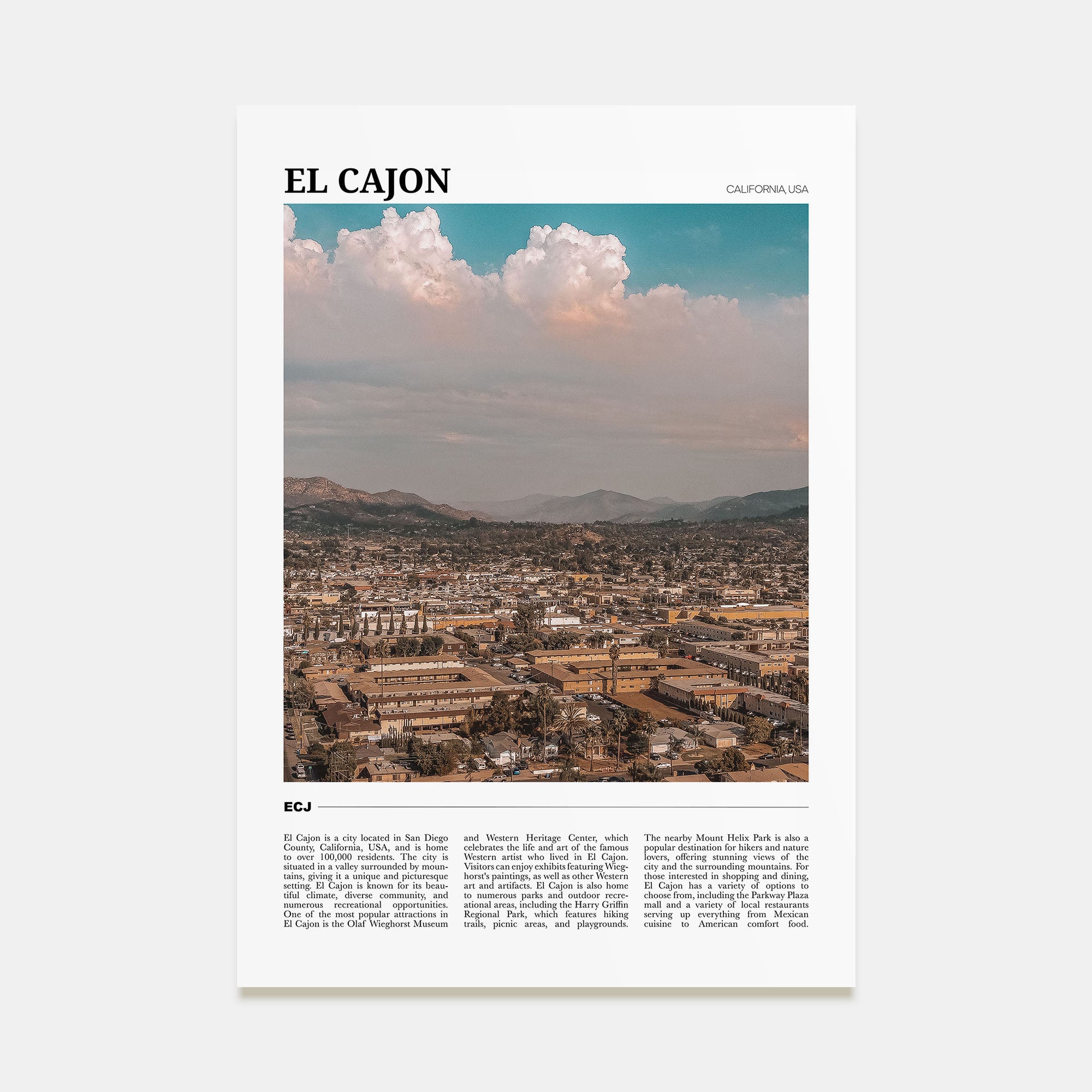 El Cajon Travel Color Poster
