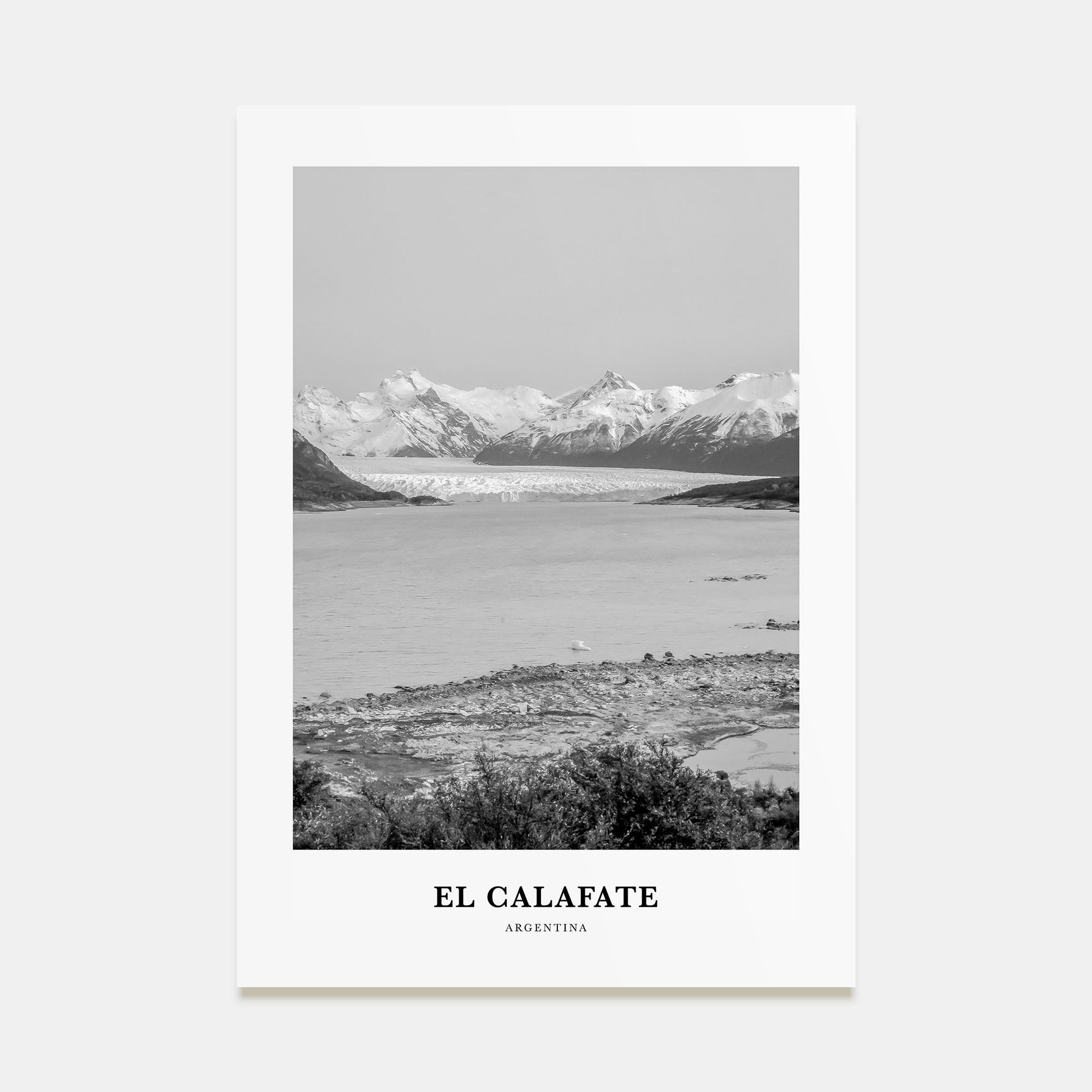 El Calafate Portrait B&W Poster