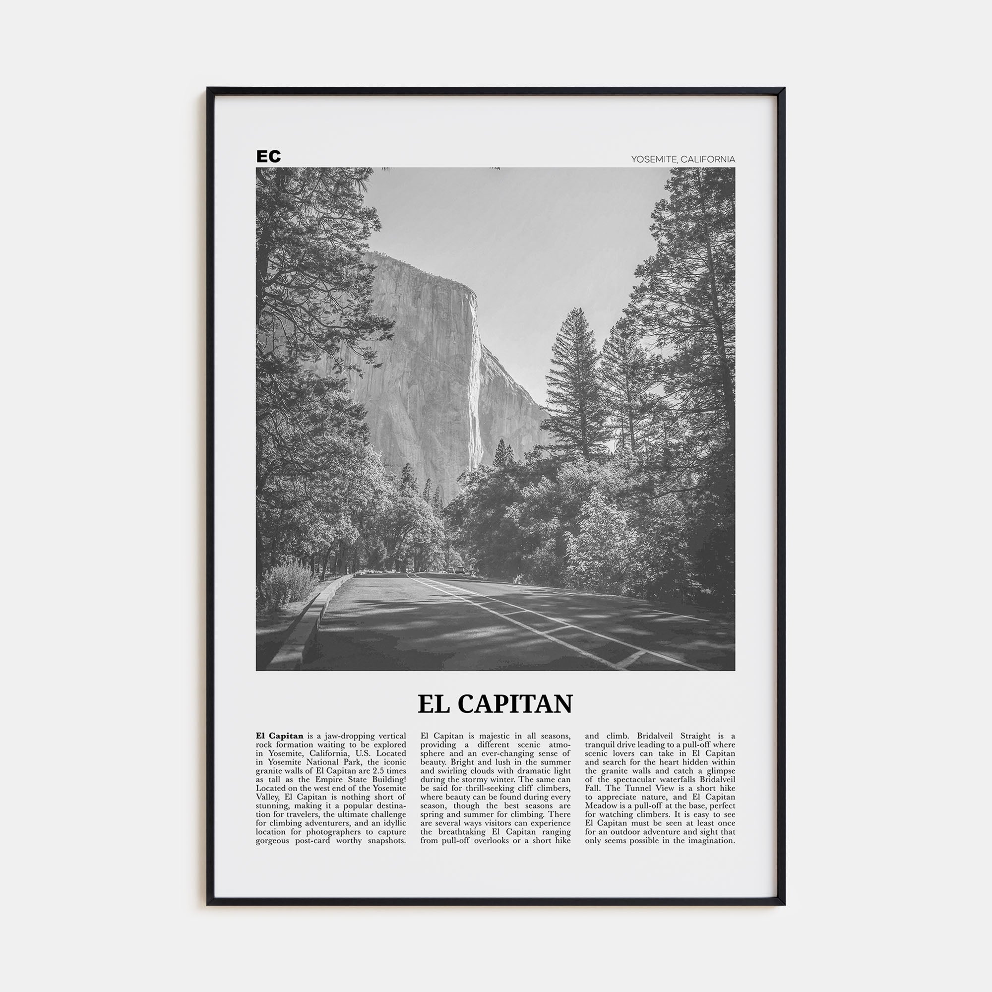 El Capitan Travel B&W Poster