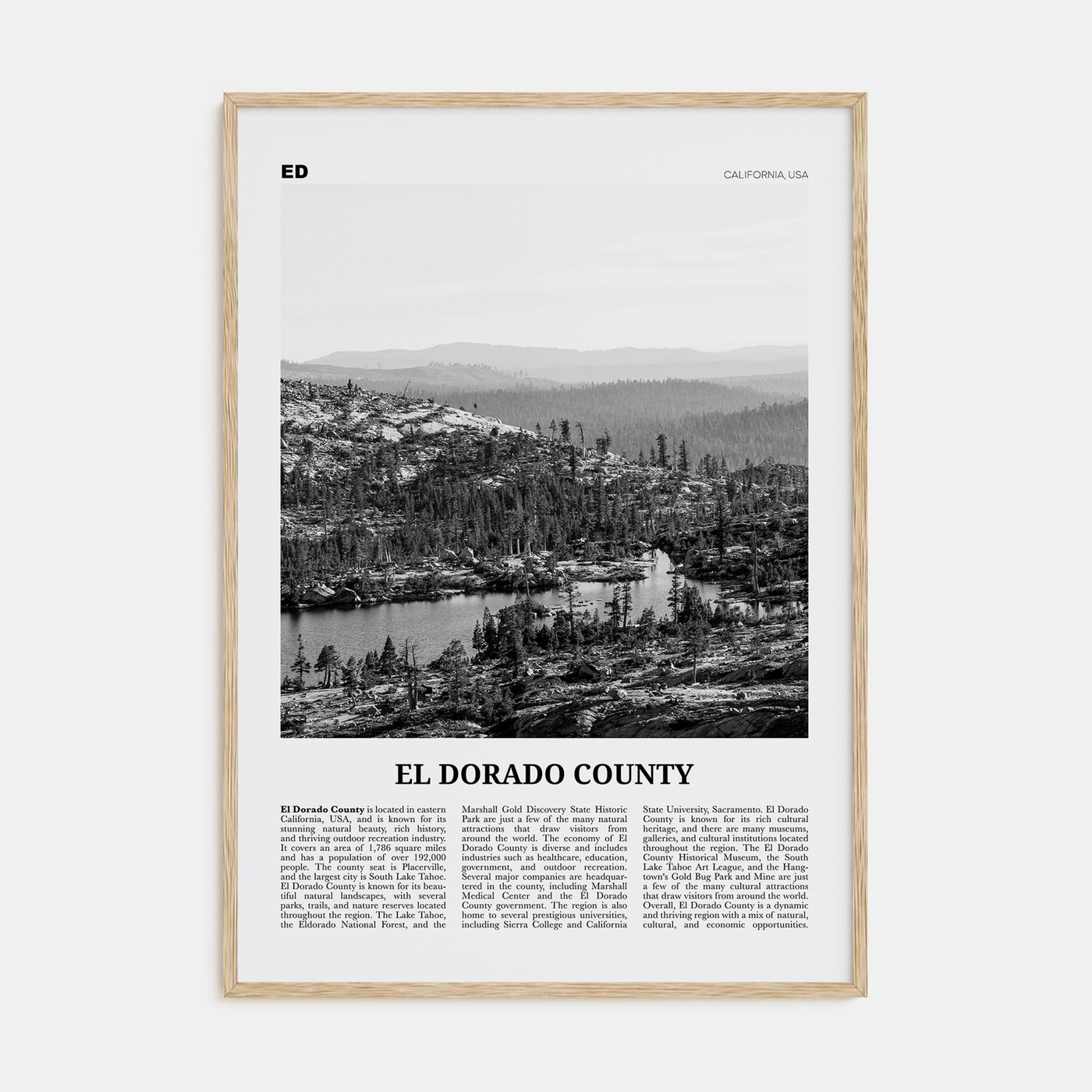 El Dorado County Travel B&W Poster