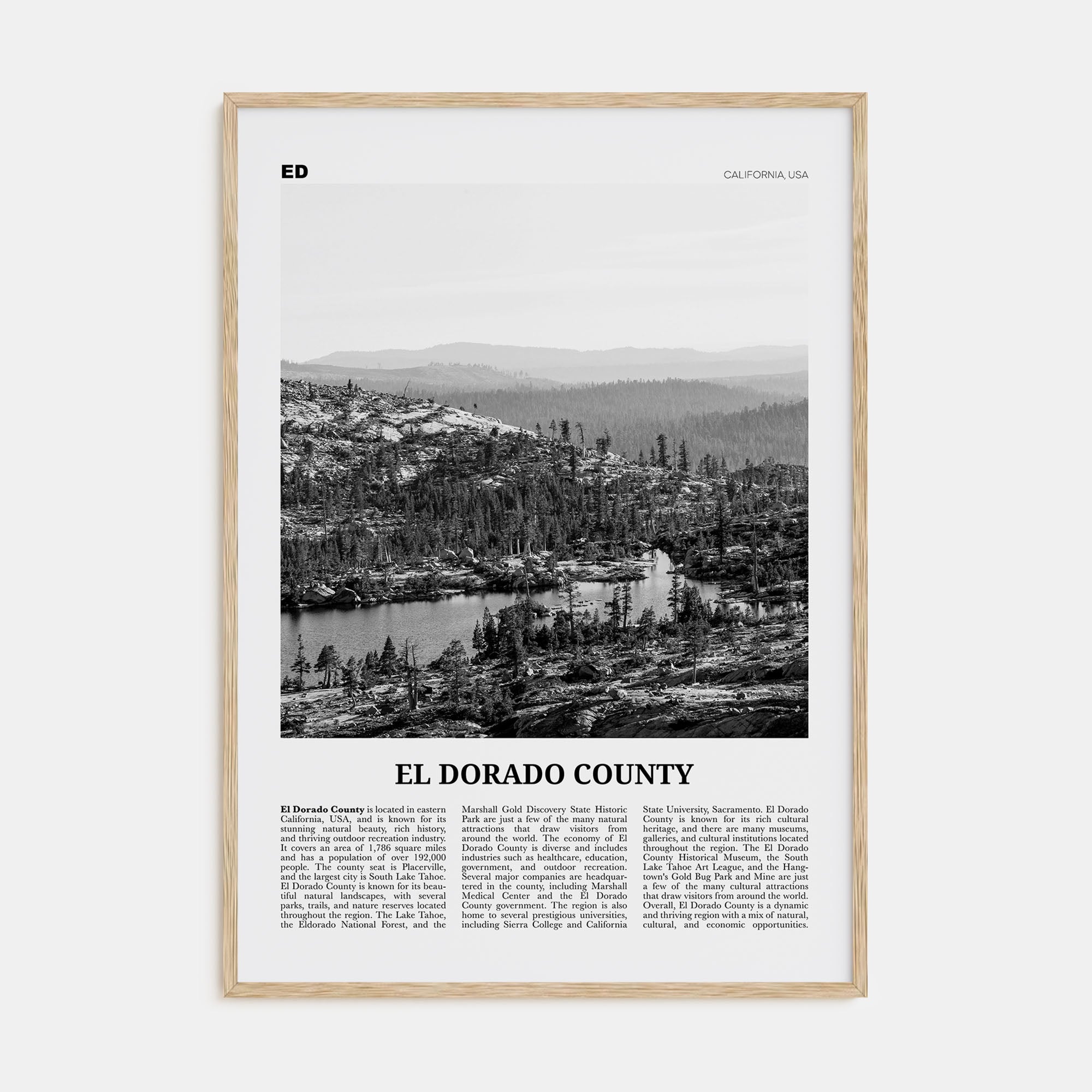 El Dorado County Travel B&W Poster