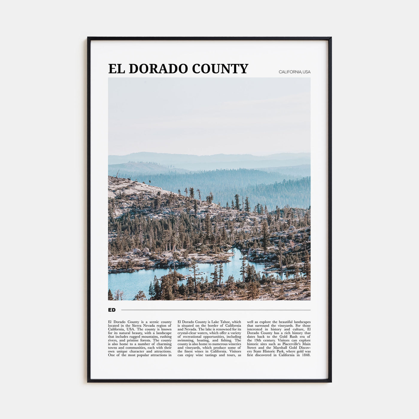 El Dorado County Travel Color Poster