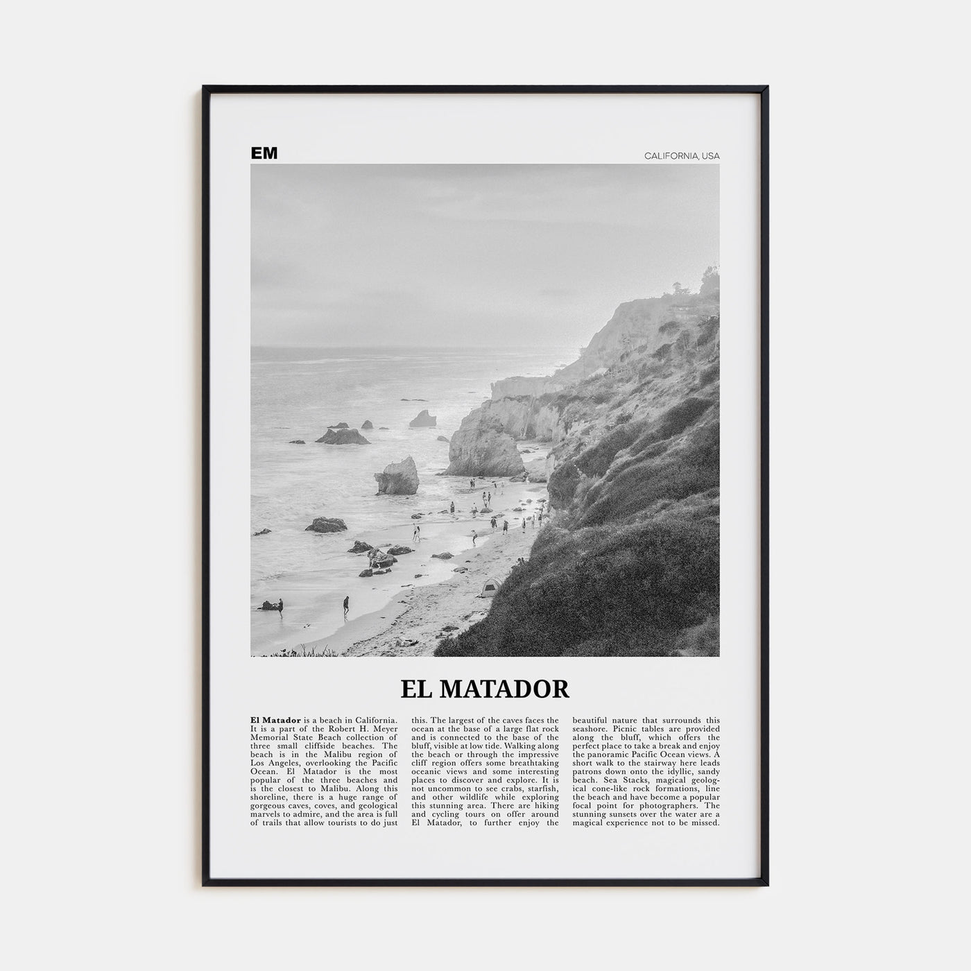 El Matador Travel B&W Poster