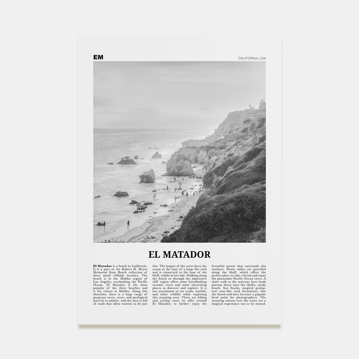 El Matador Travel B&W Poster
