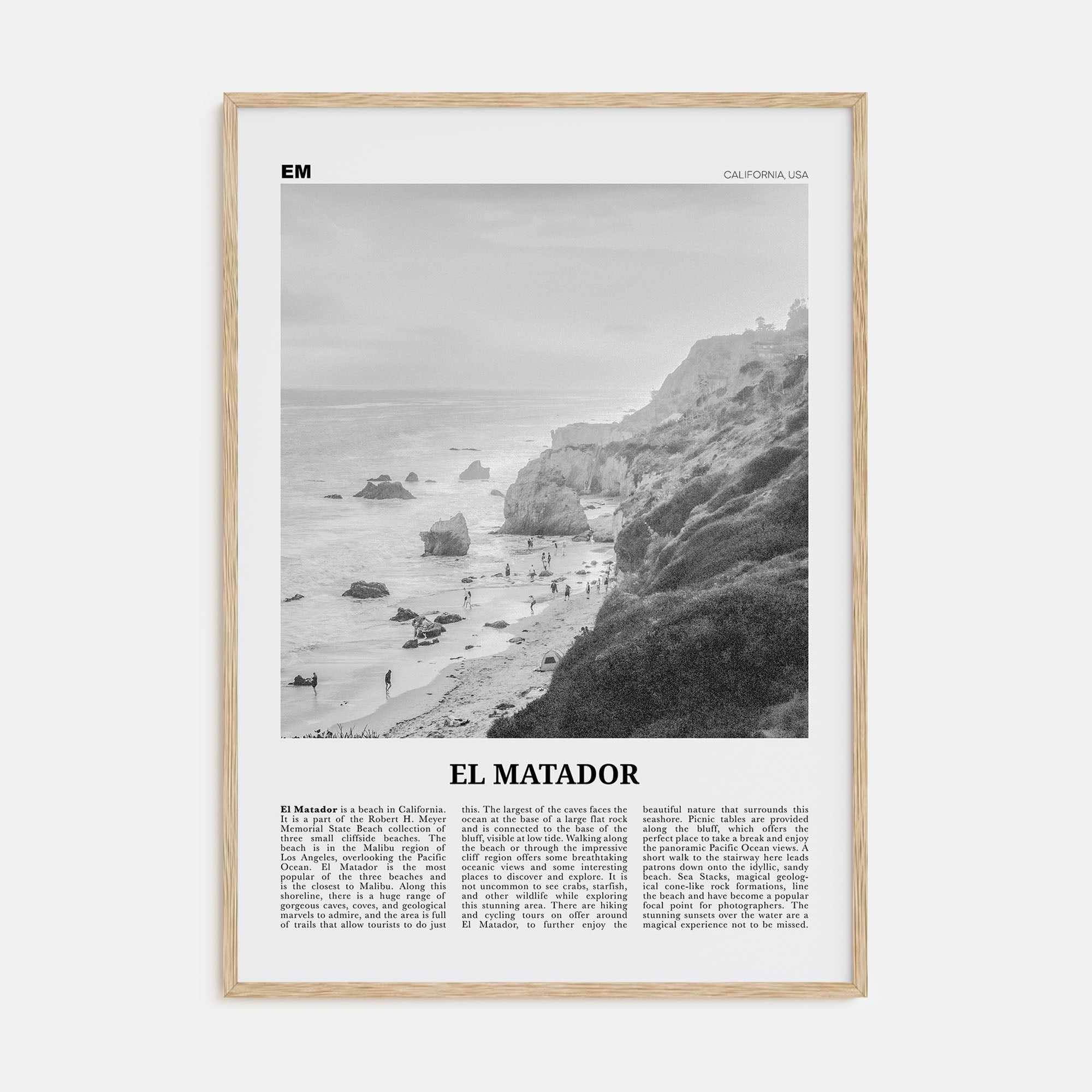 El Matador Travel B&W Poster