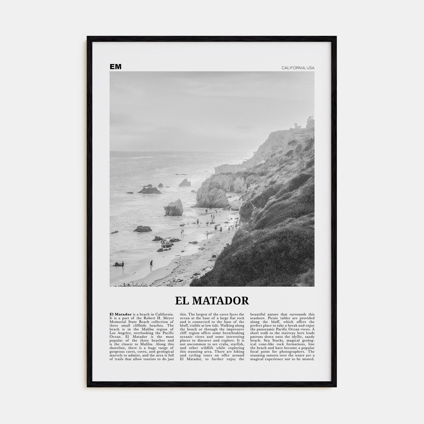 El Matador Travel B&W Poster