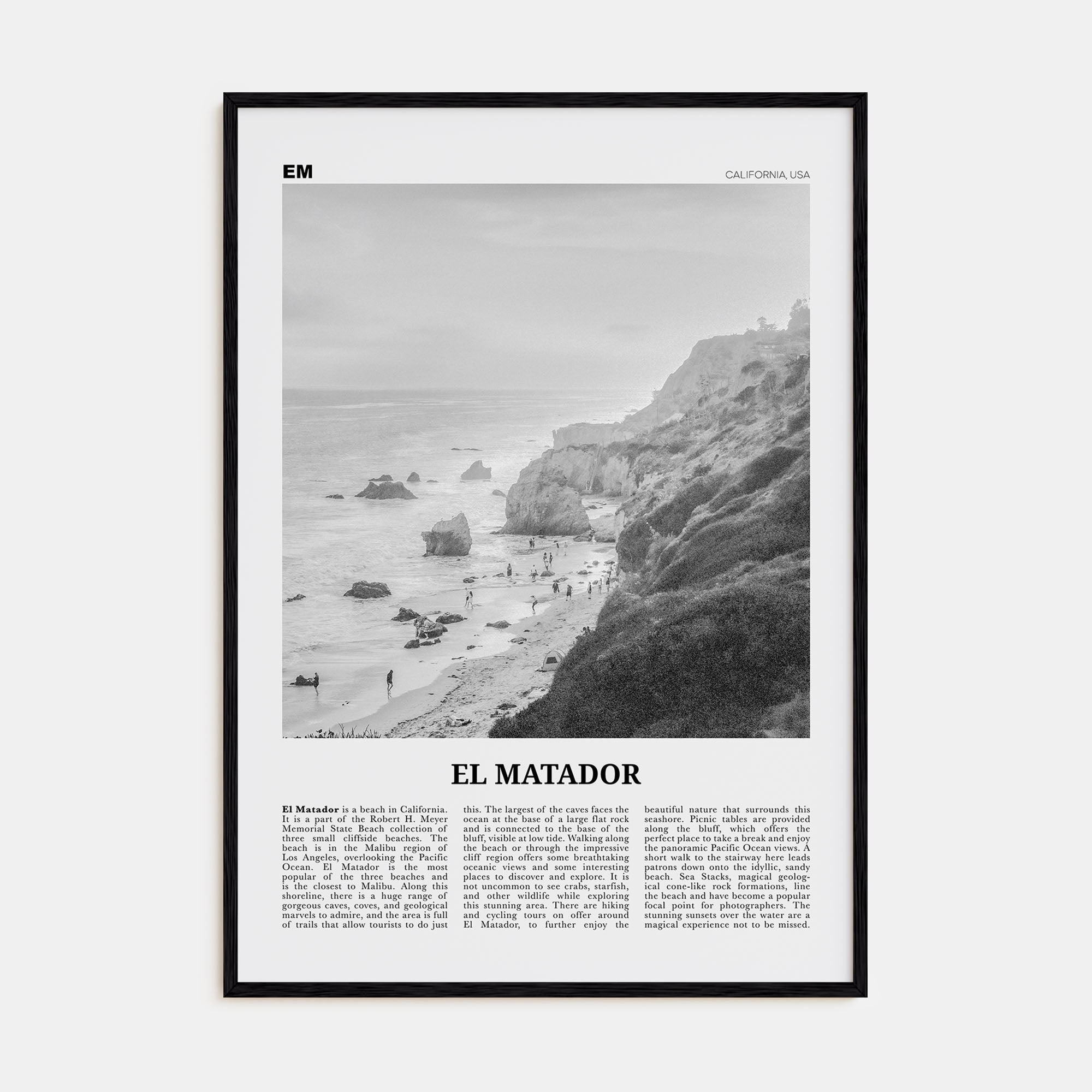El Matador Travel B&W Poster