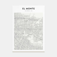 El Monte Map Portrait Poster