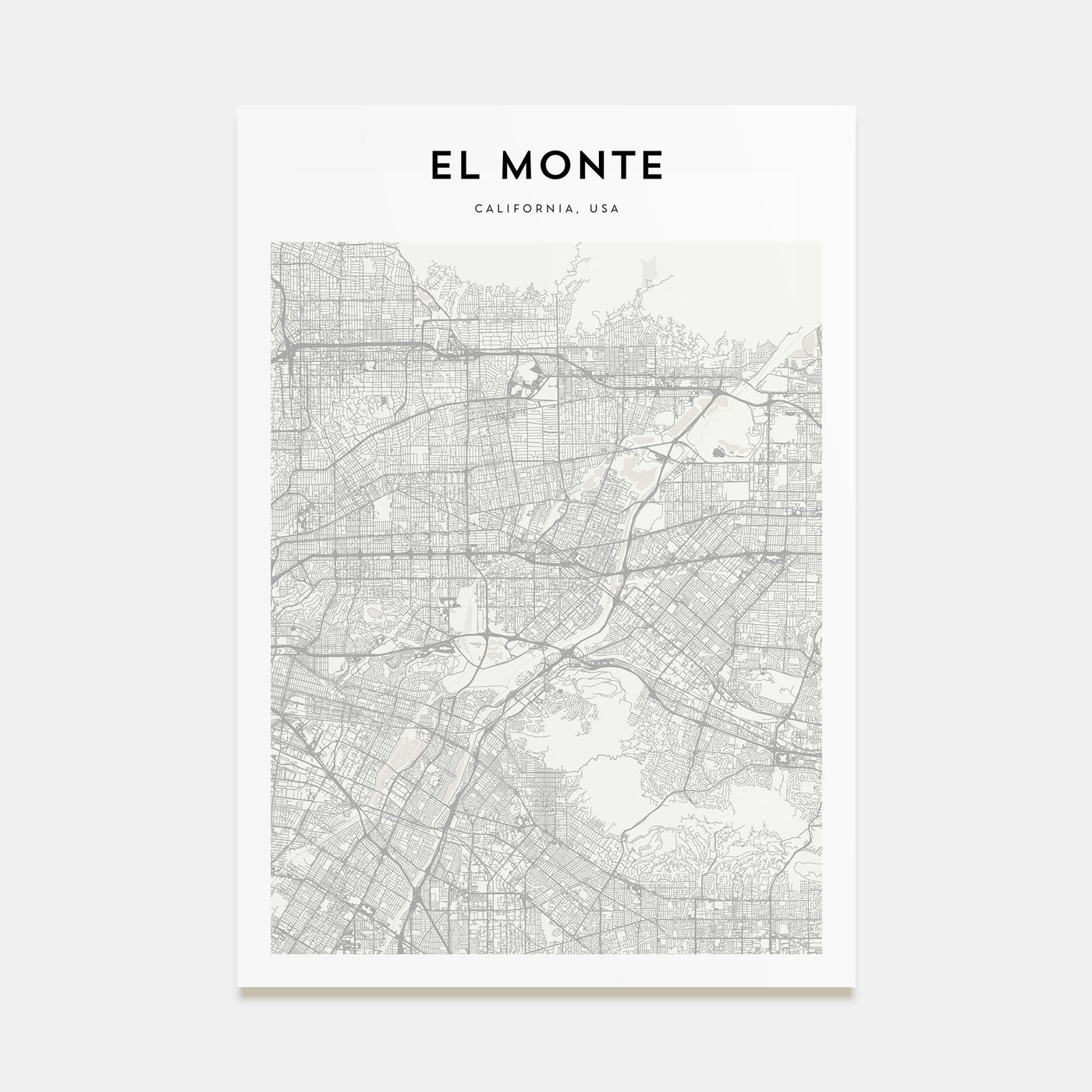 El Monte Map Portrait Poster