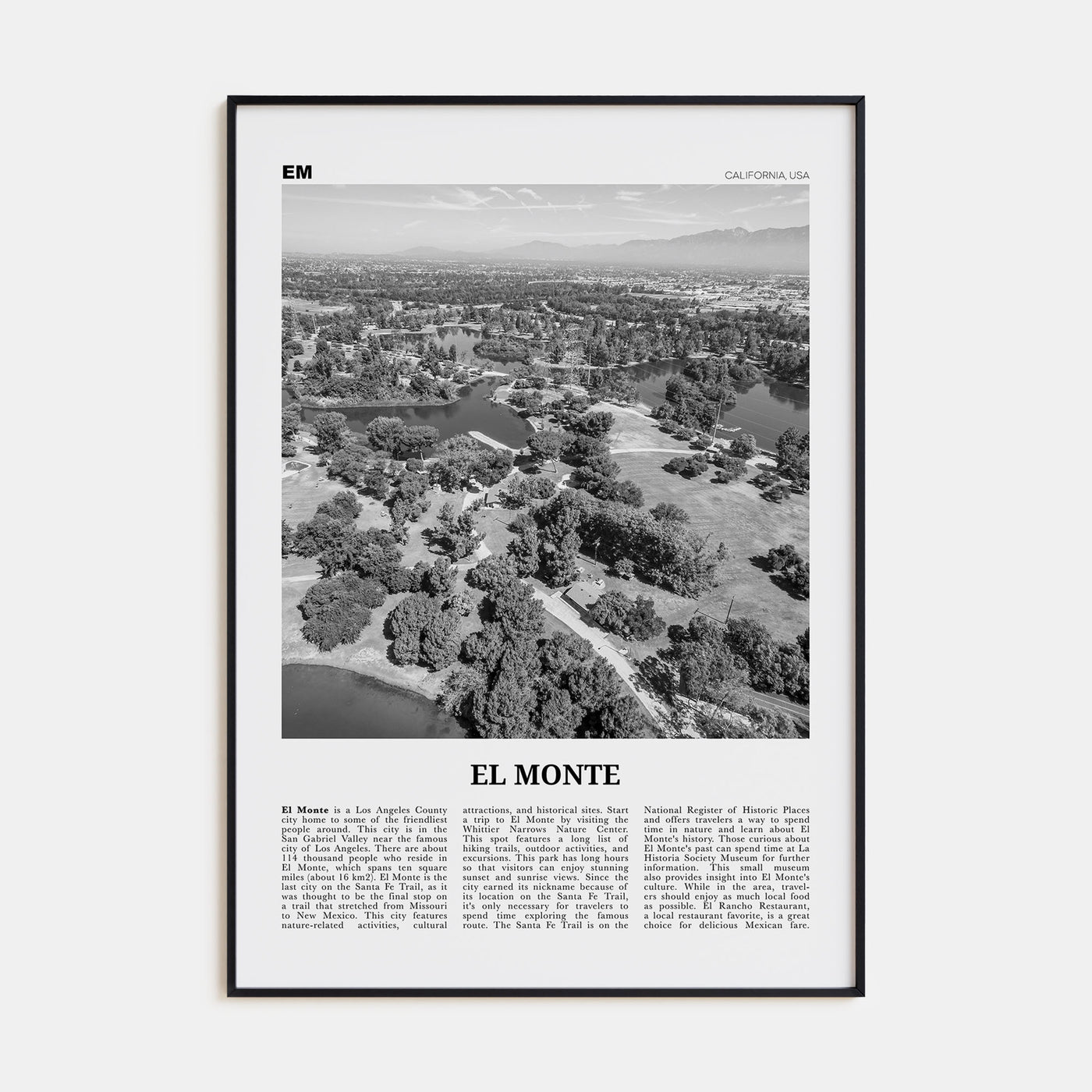 El Monte Travel B&W No 1 Poster