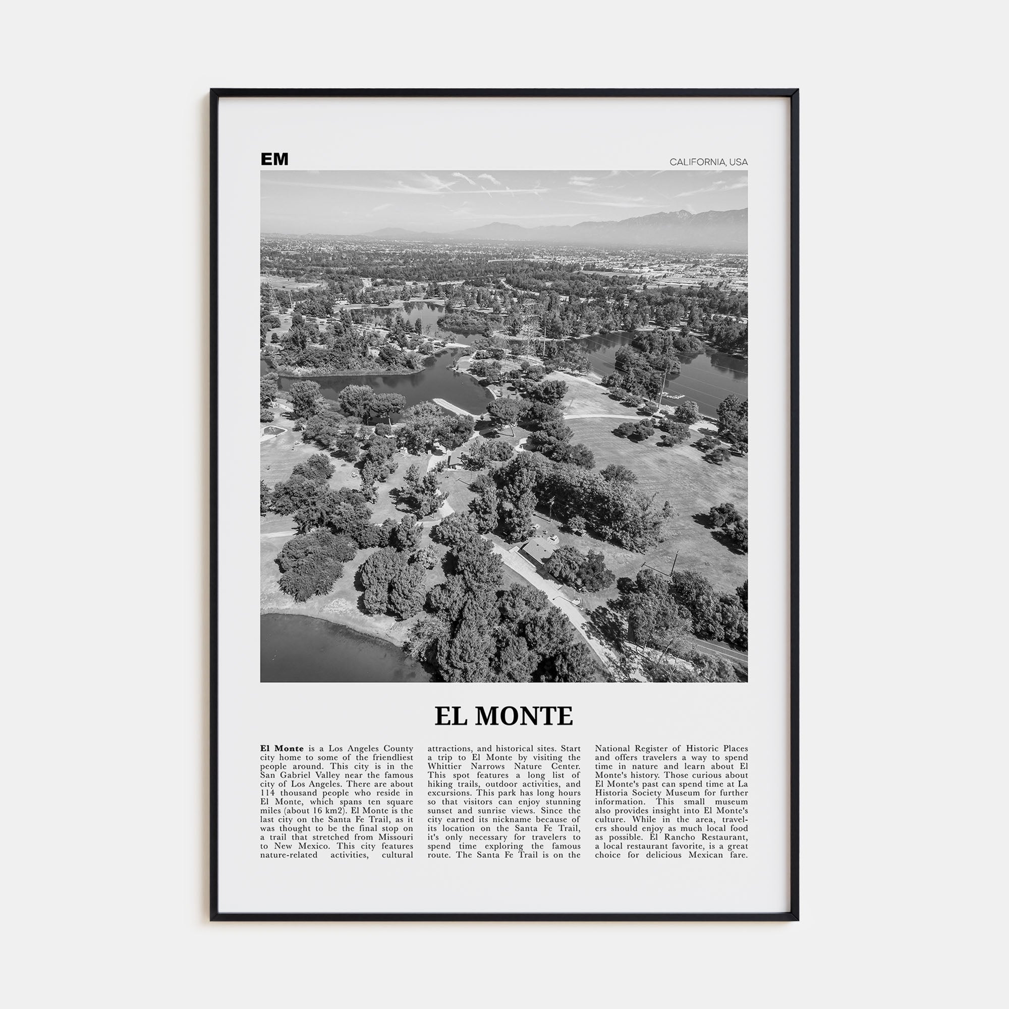 El Monte Travel B&W No 1 Poster