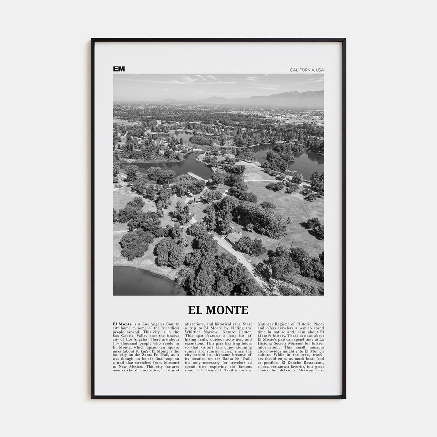 El Monte Travel B&W No 1 Poster