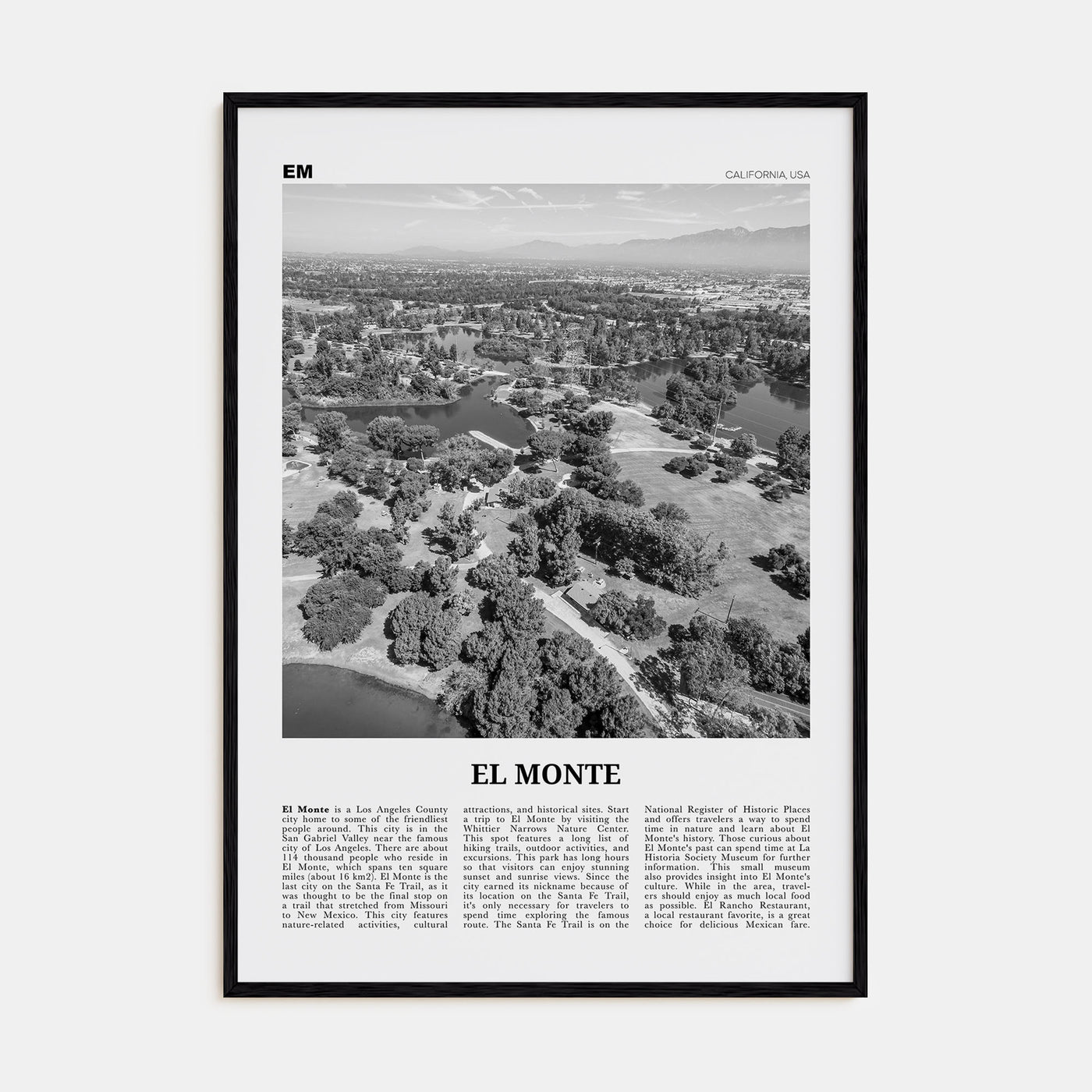 El Monte Travel B&W No 1 Poster