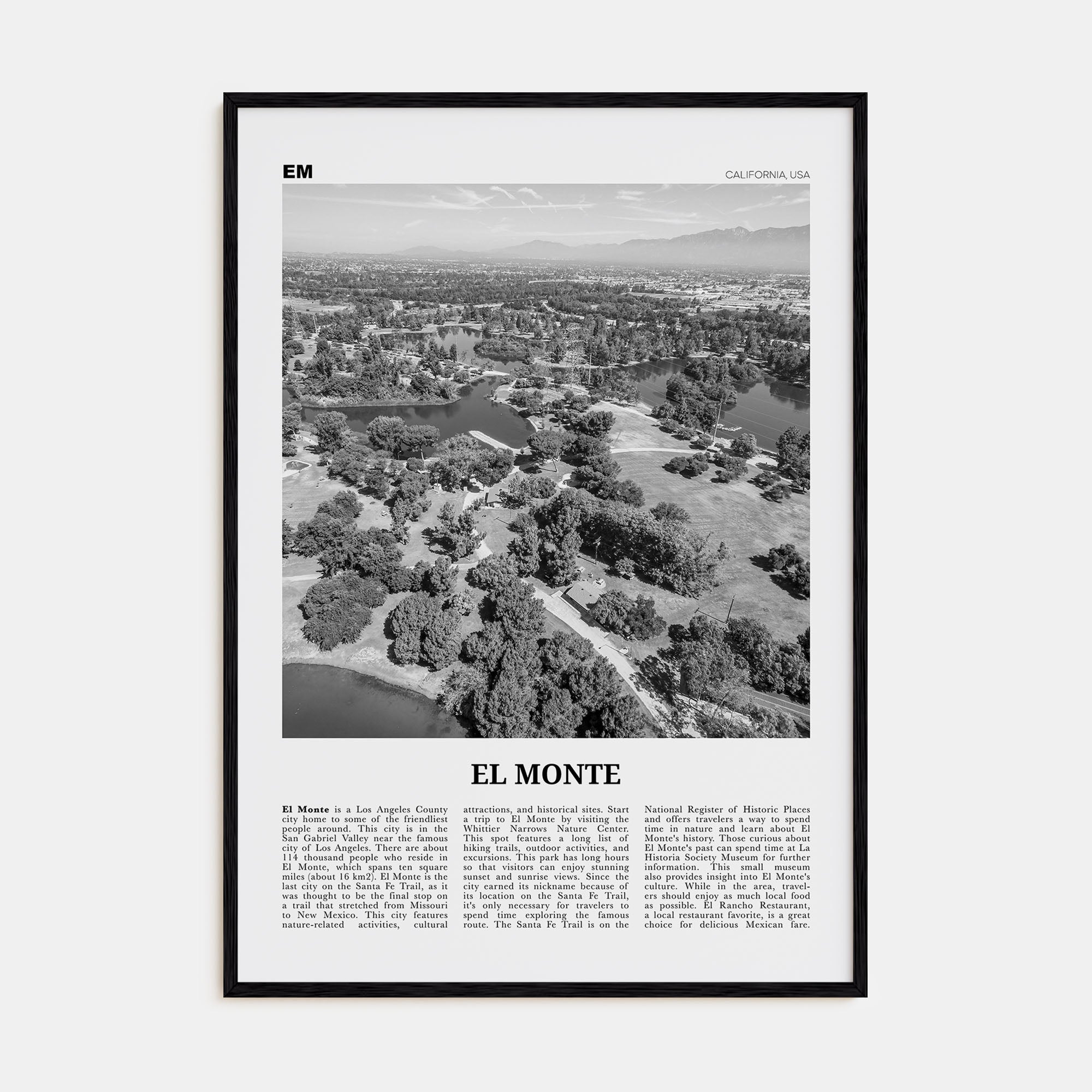 El Monte Travel B&W No 1 Poster