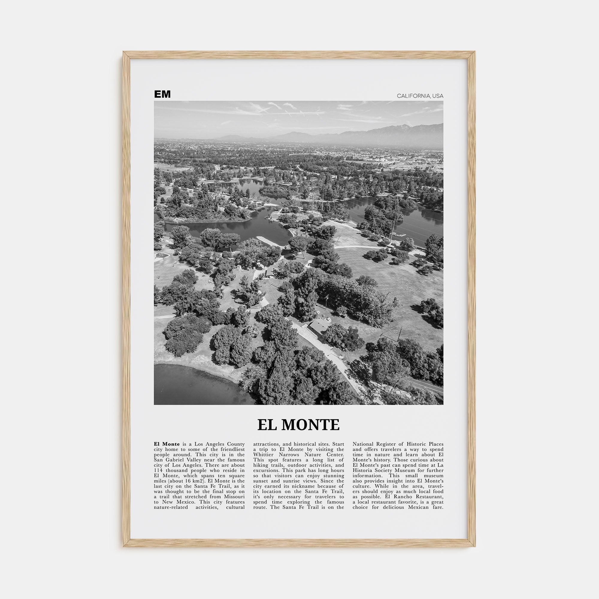 El Monte Travel B&W No 1 Poster
