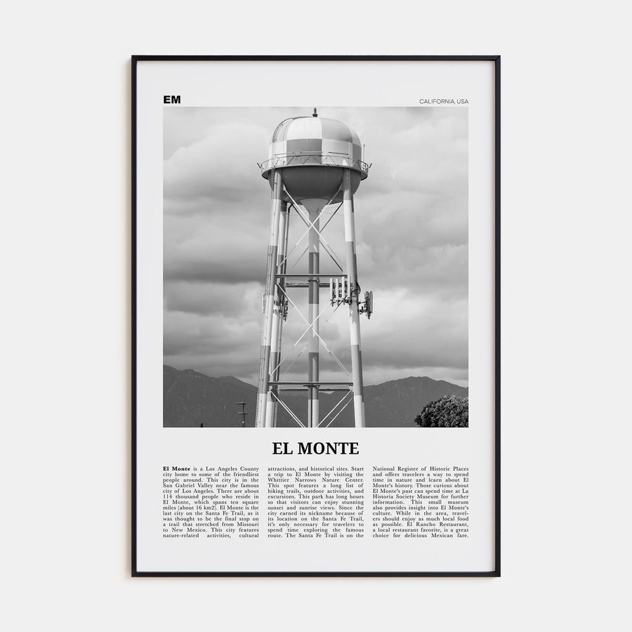El Monte Travel B&W No 2 Poster