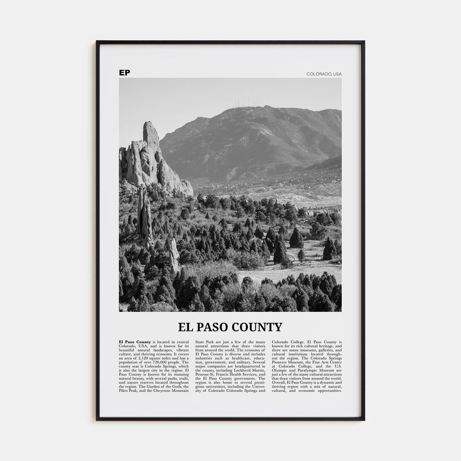 El Paso County Travel B&W Poster