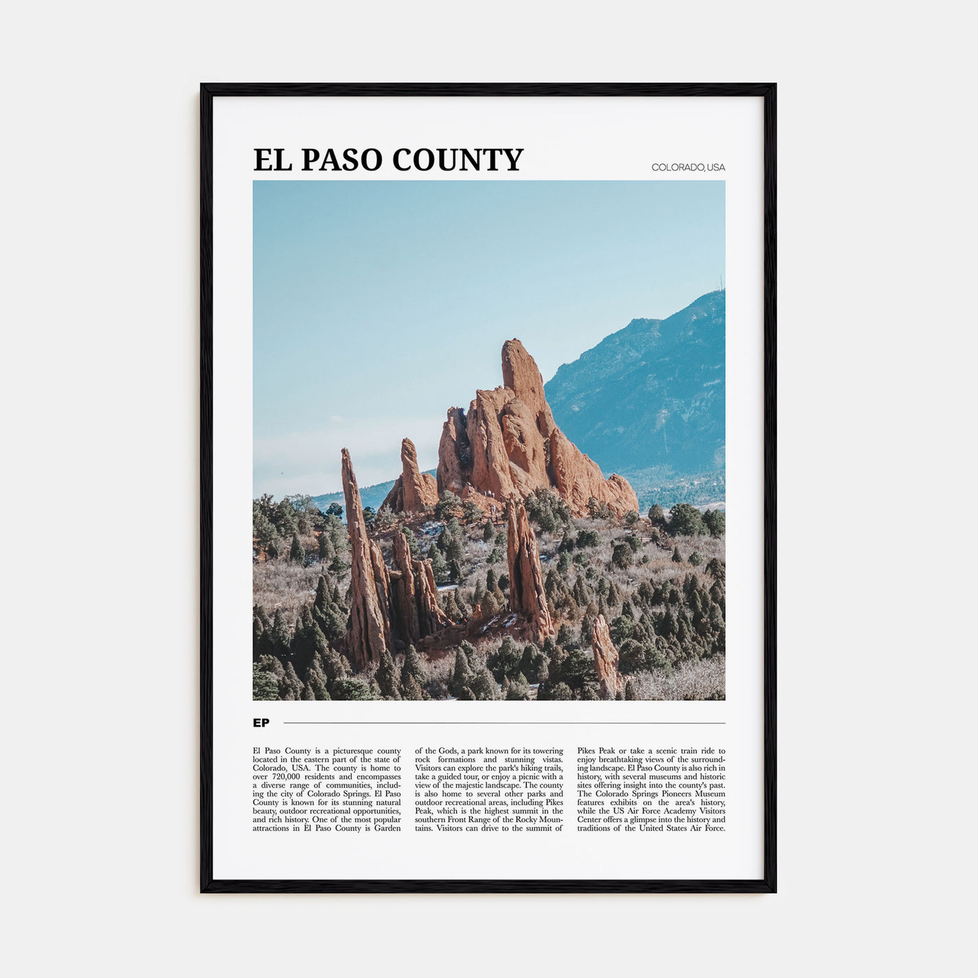 El Paso County Travel Color Poster