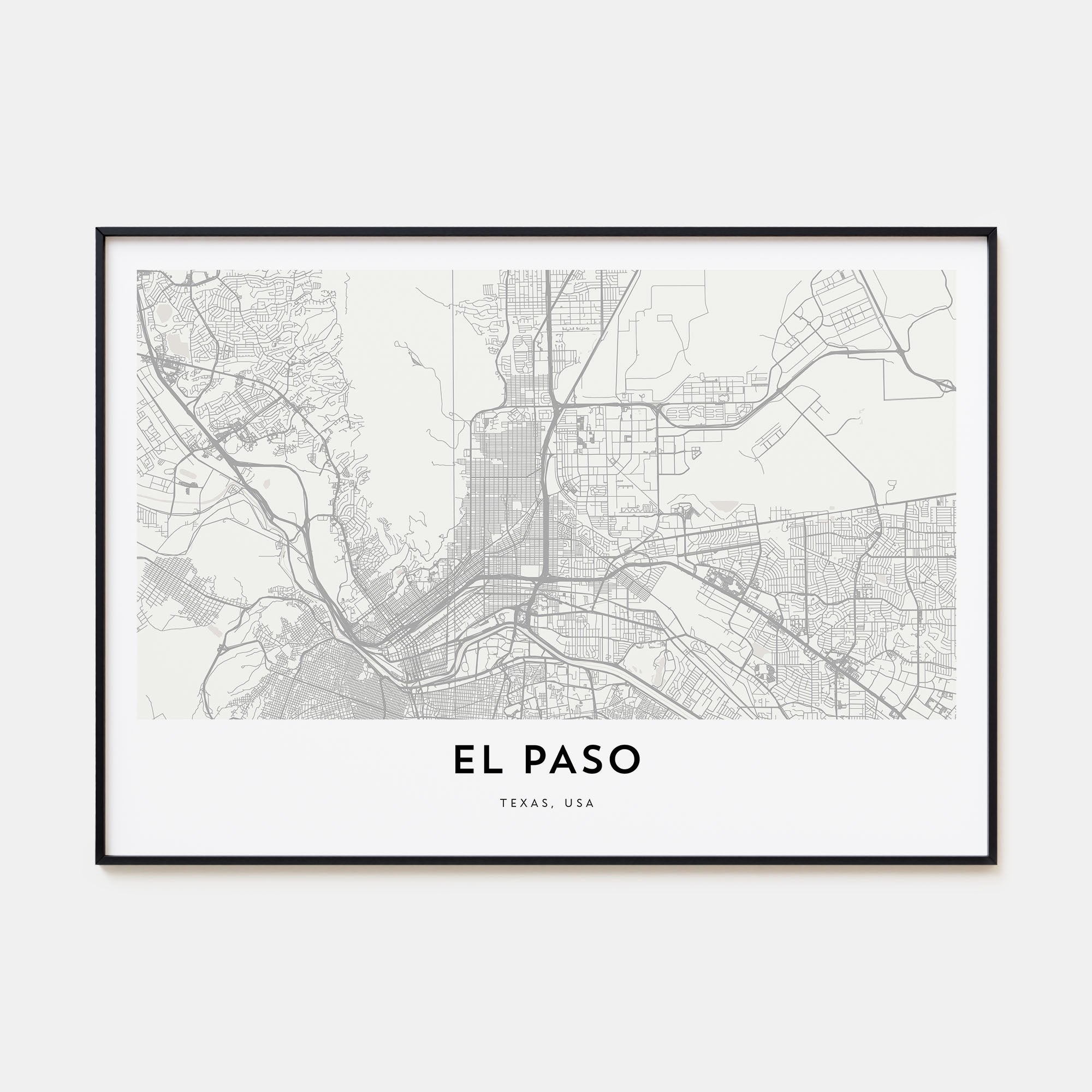 El Paso Map Landscape Poster