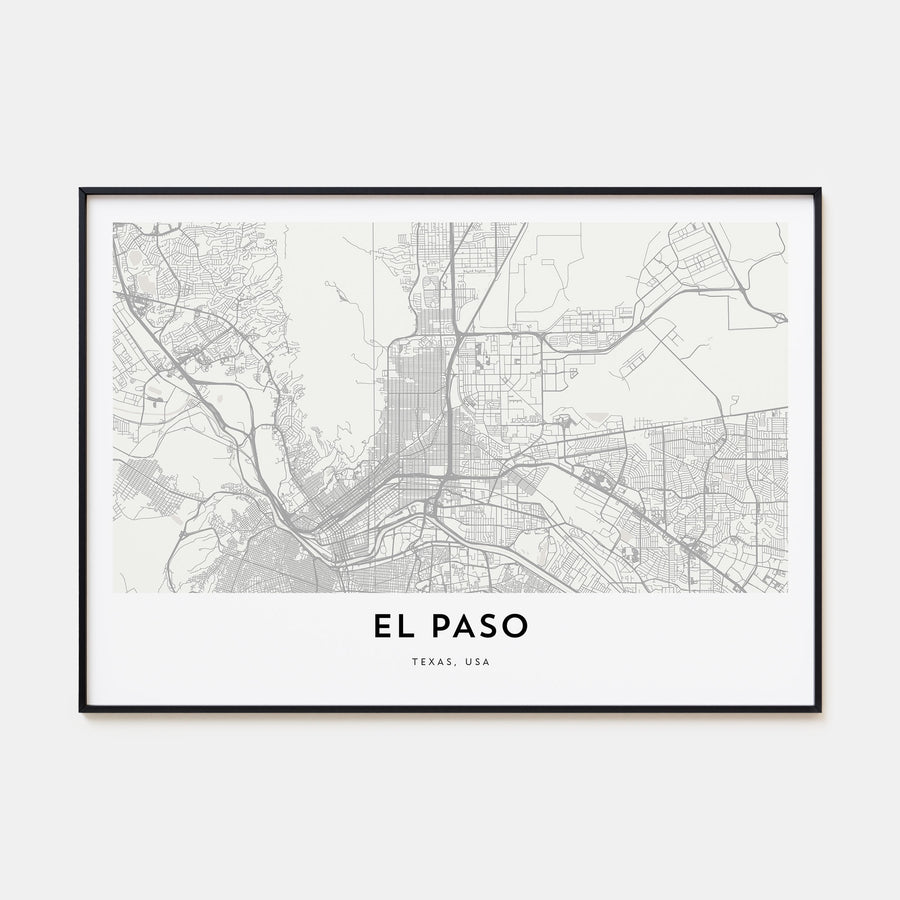 El Paso Map Landscape Poster