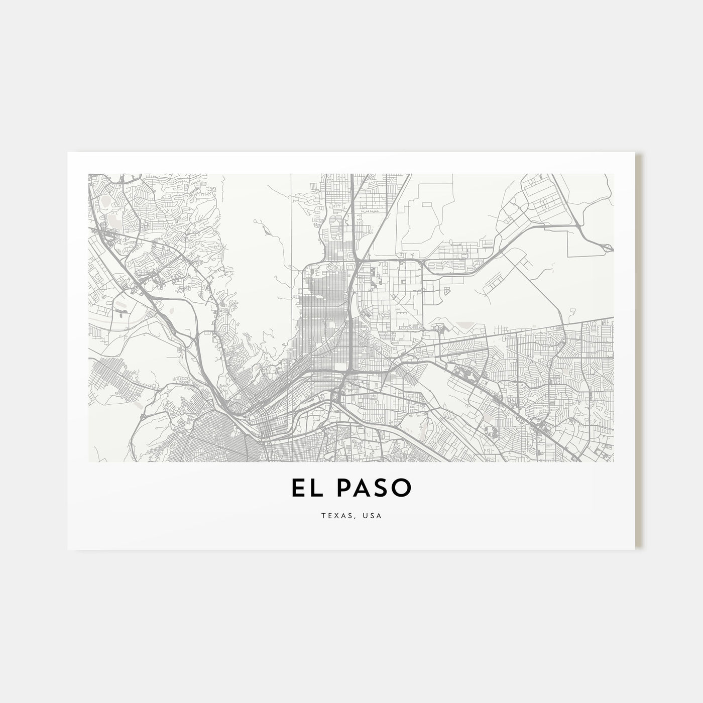 El Paso Map Landscape Poster
