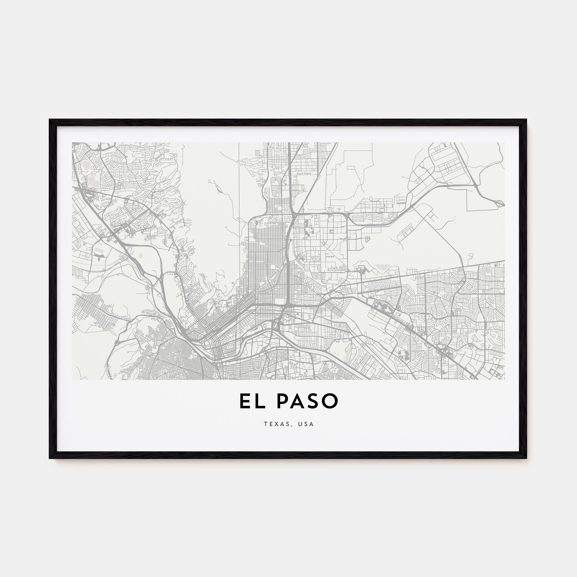 El Paso Map Landscape Poster
