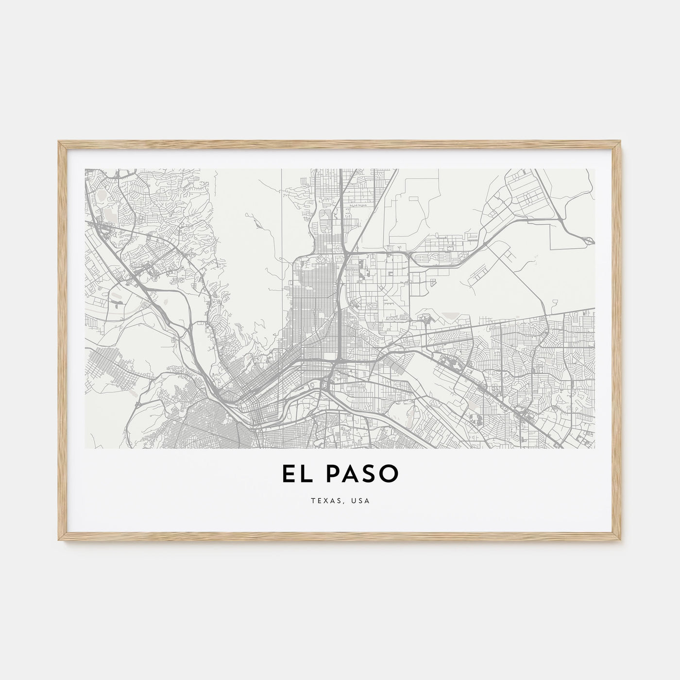 El Paso Map Landscape Poster
