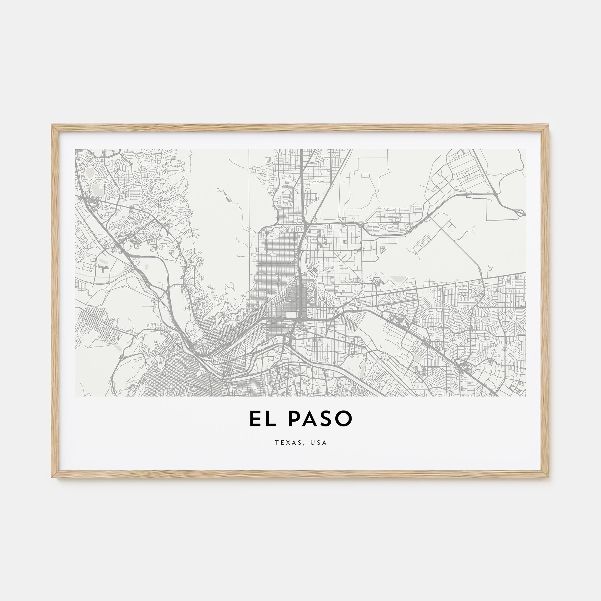 El Paso Map Landscape Poster