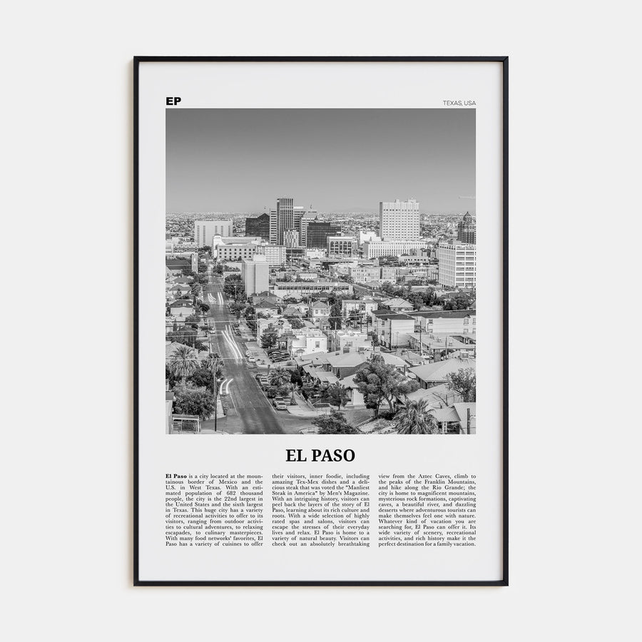 El Paso Travel B&W No 1 Poster