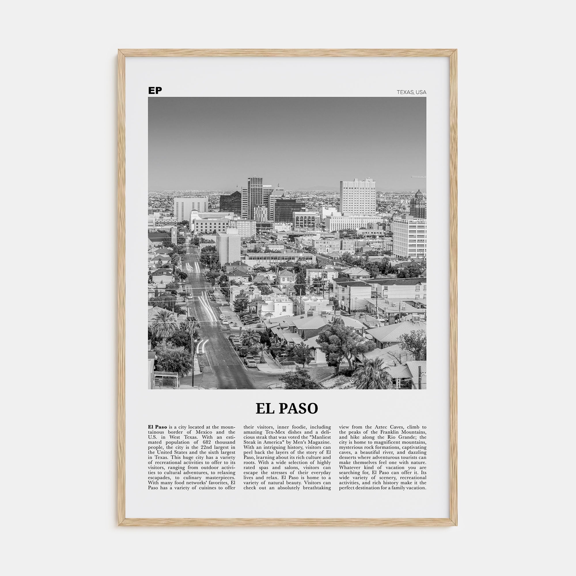 El Paso Travel B&W No 1 Poster