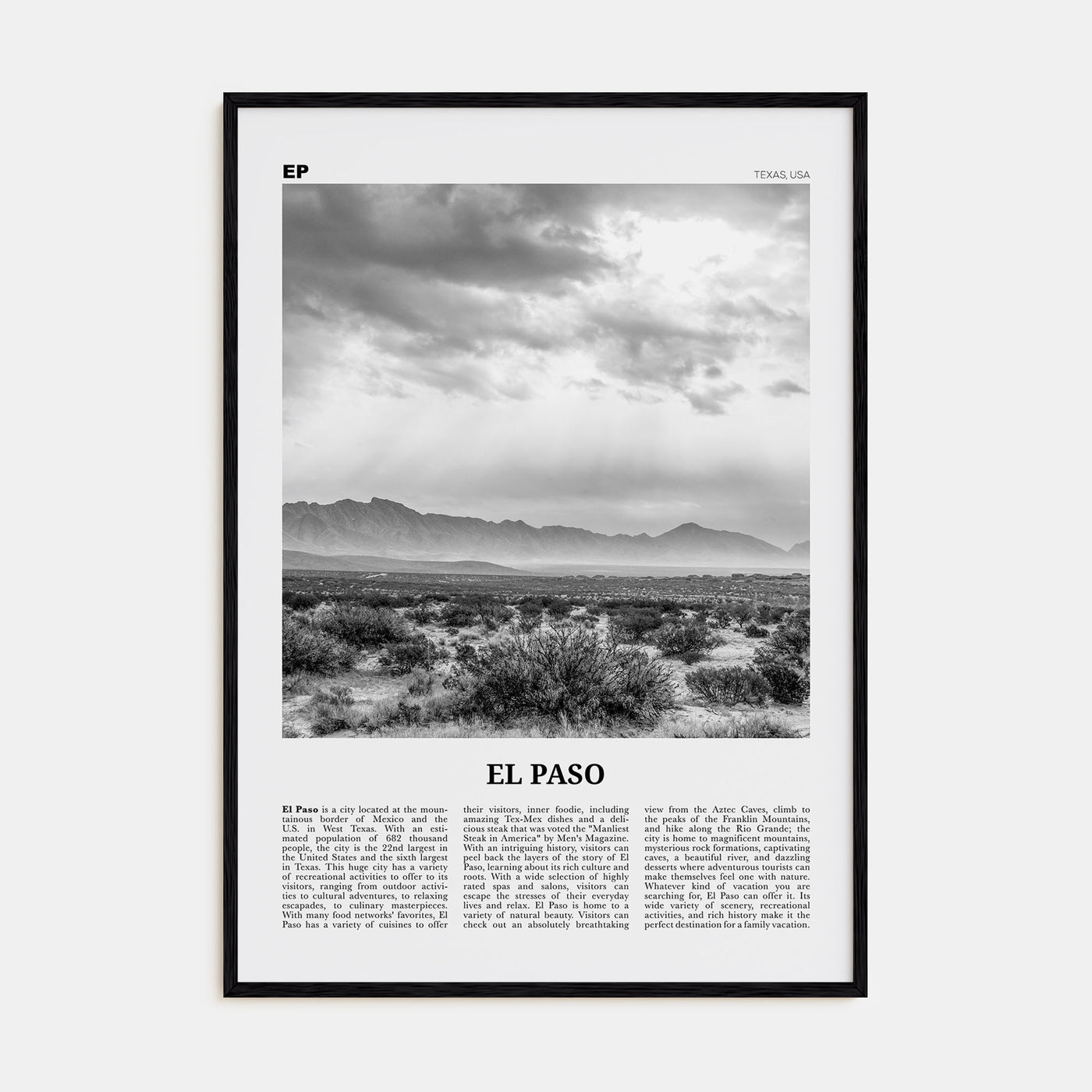 El Paso Travel B&W No 2 Poster