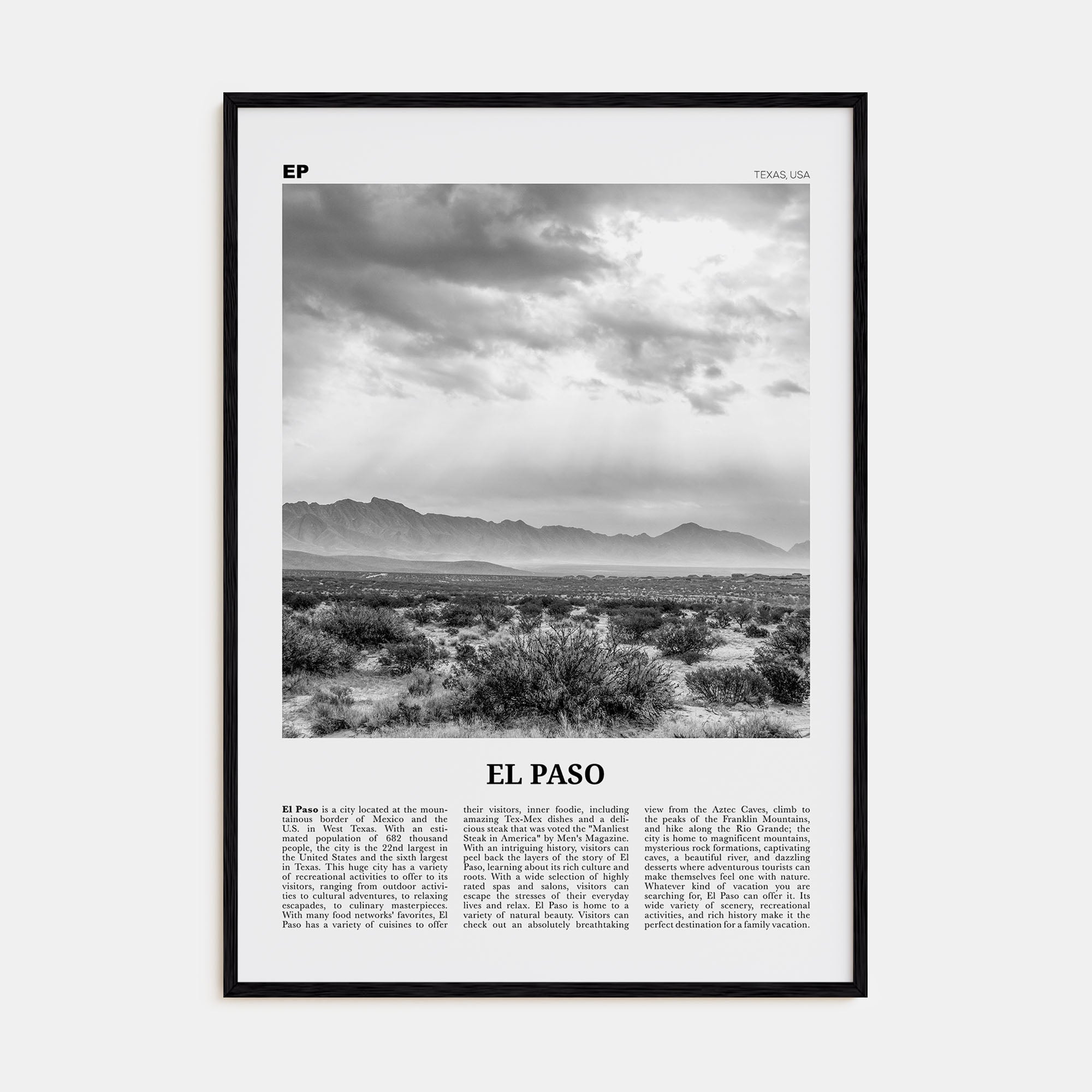 El Paso Travel B&W No 2 Poster