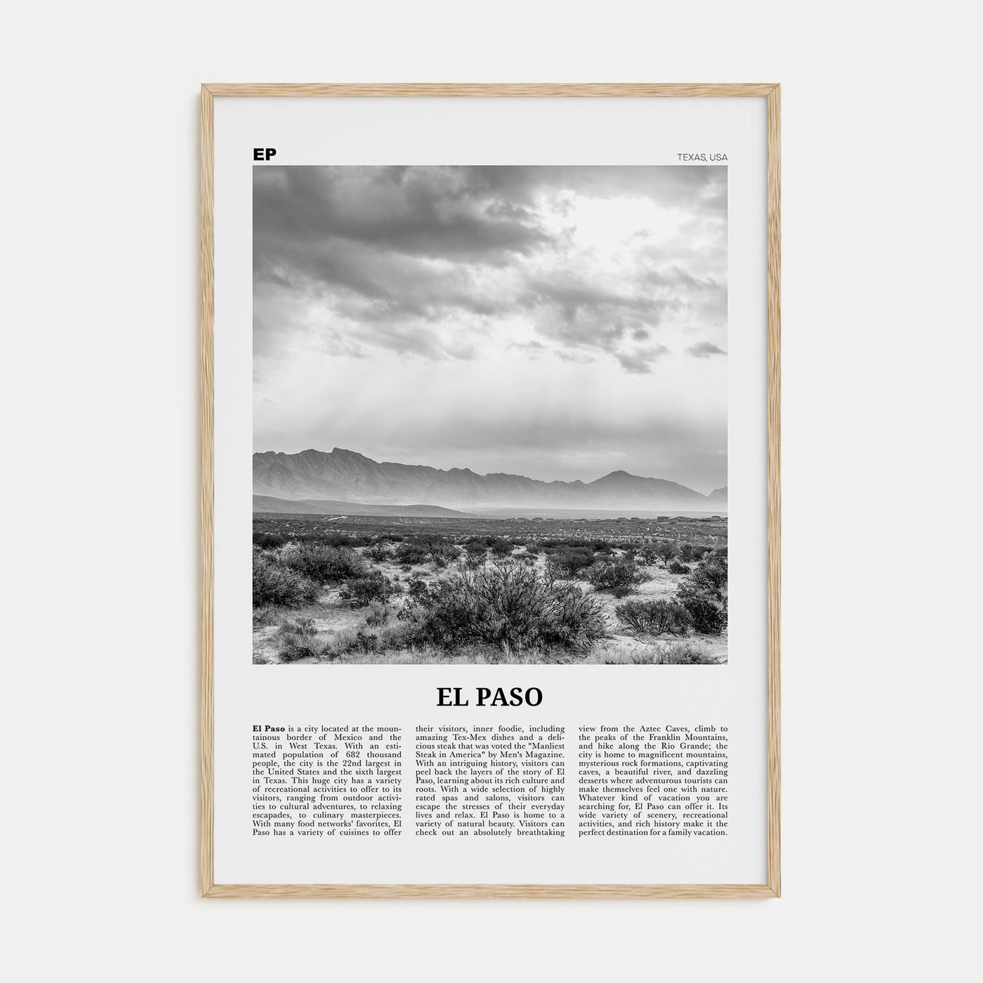 El Paso Travel B&W No 2 Poster