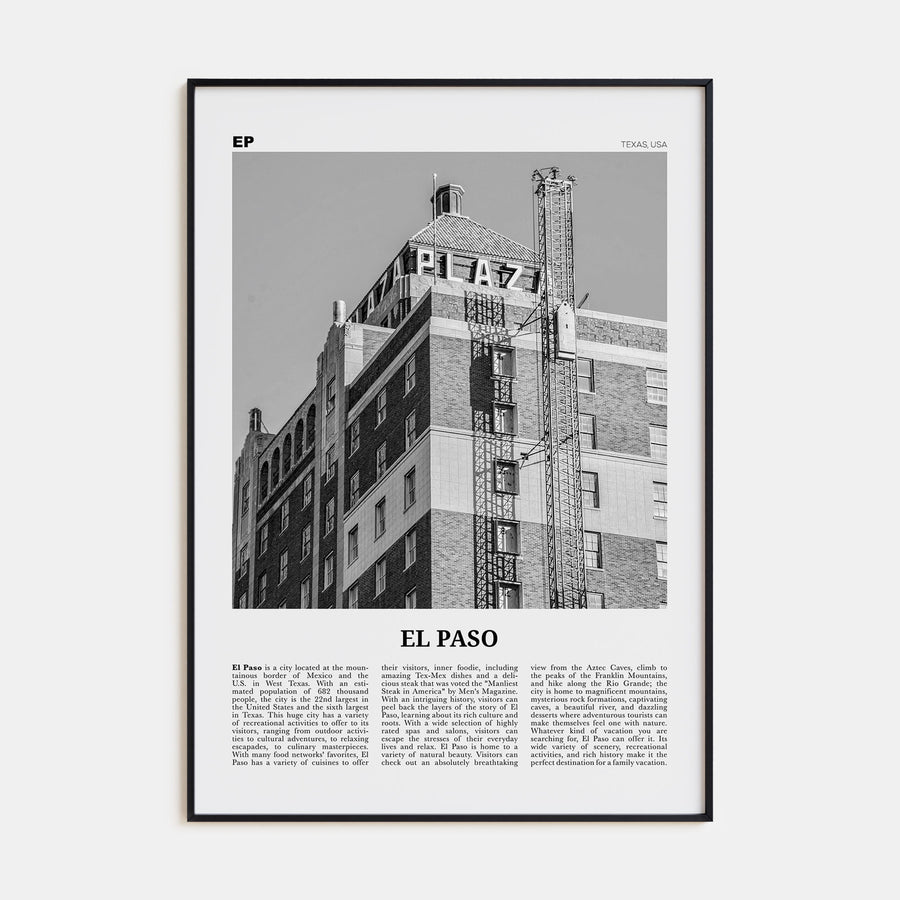 El Paso Travel B&W No 3 Poster