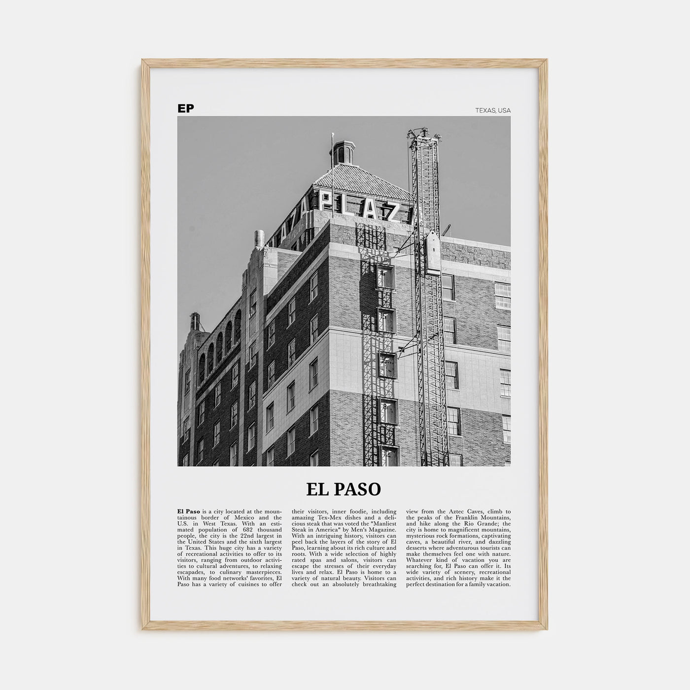 El Paso Travel B&W No 3 Poster