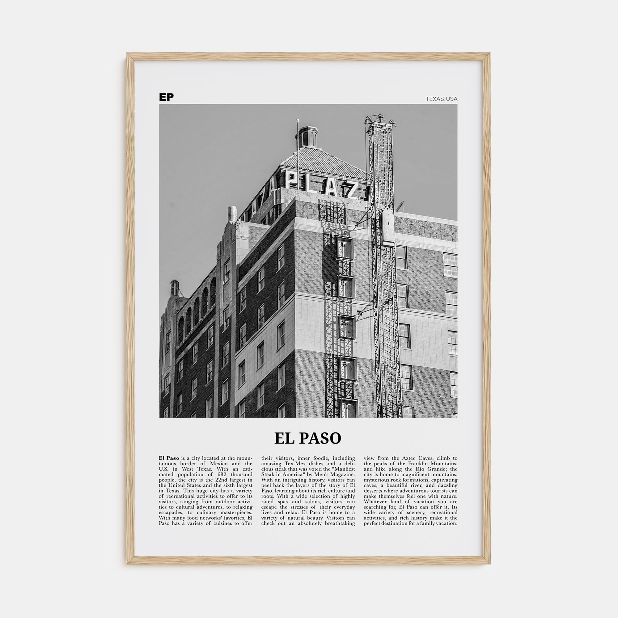 El Paso Travel B&W No 3 Poster