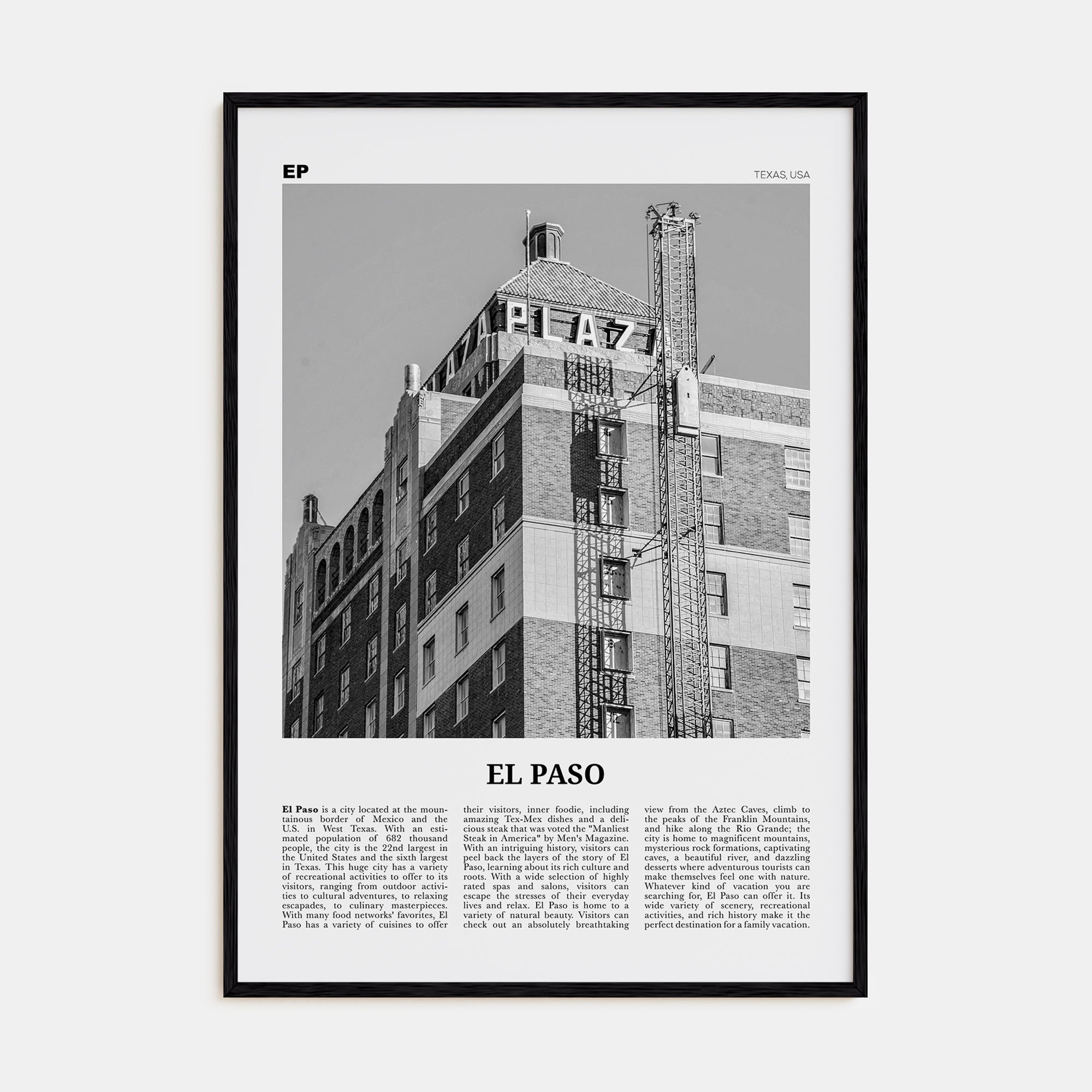 El Paso Travel B&W No 3 Poster