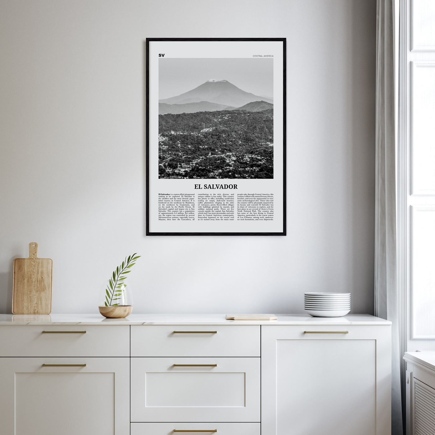 El Salvador Travel B&W No 1 Poster