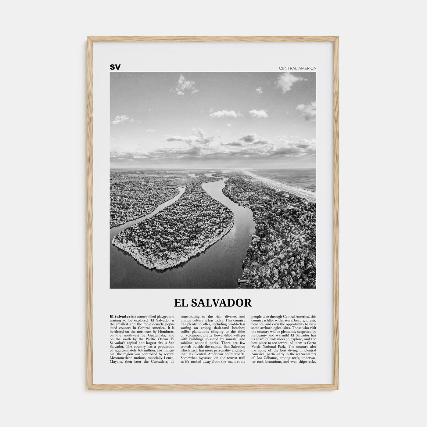 El Salvador Travel B&W No 2 Poster