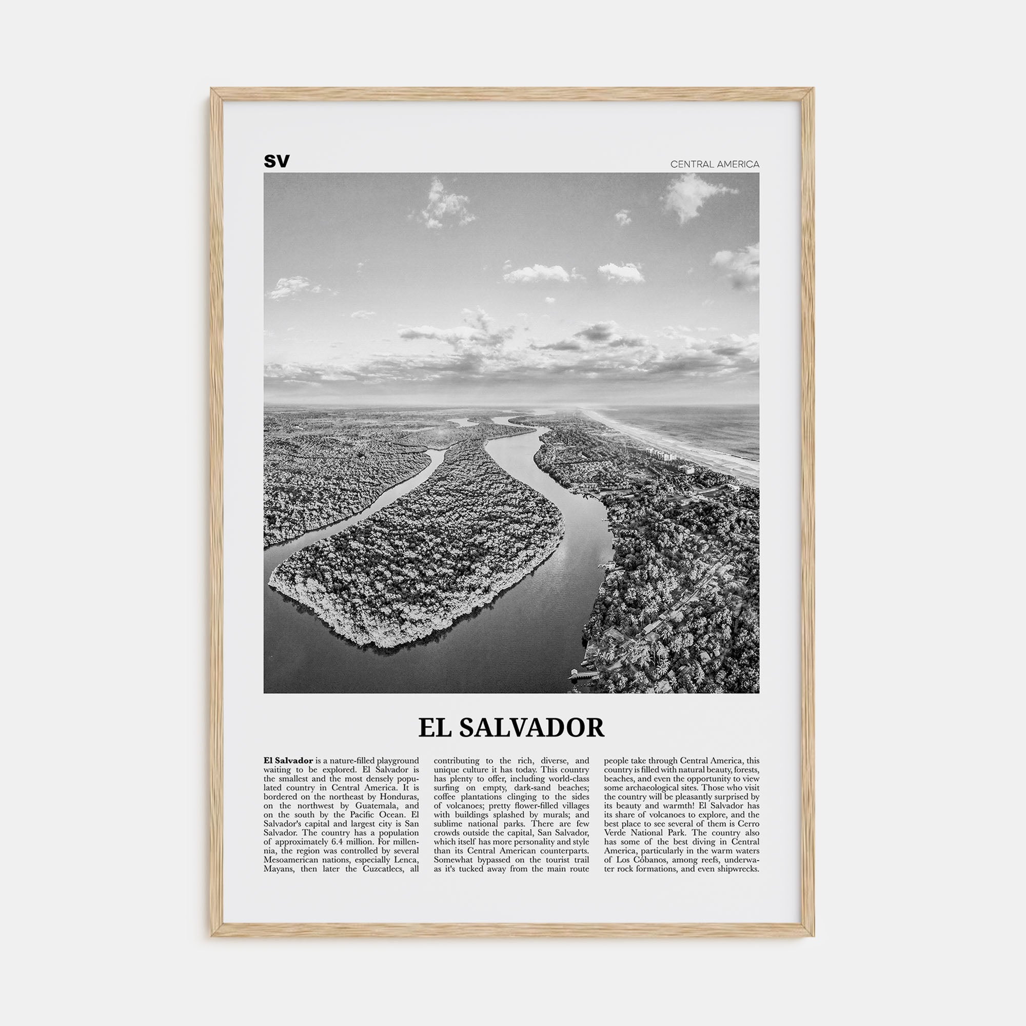 El Salvador Travel B&W No 2 Poster