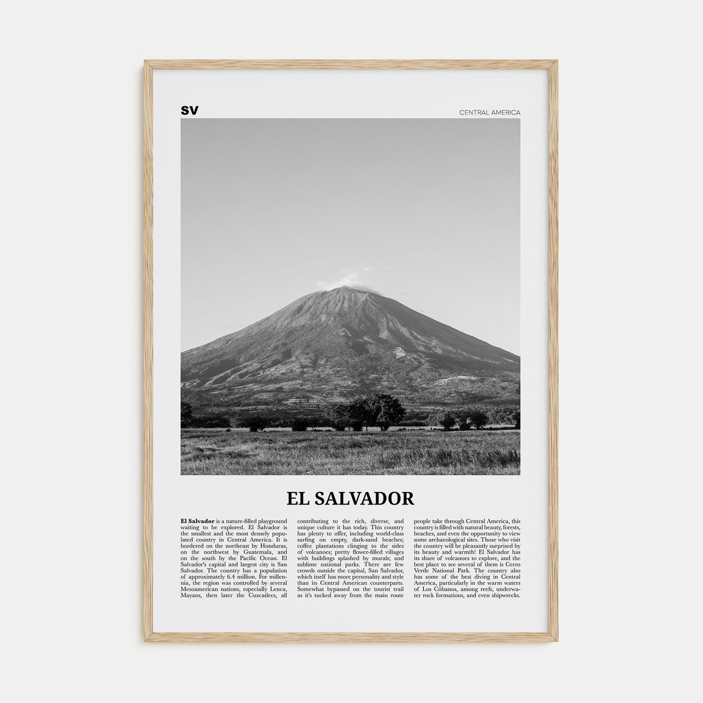 El Salvador Travel B&W No 3 Poster