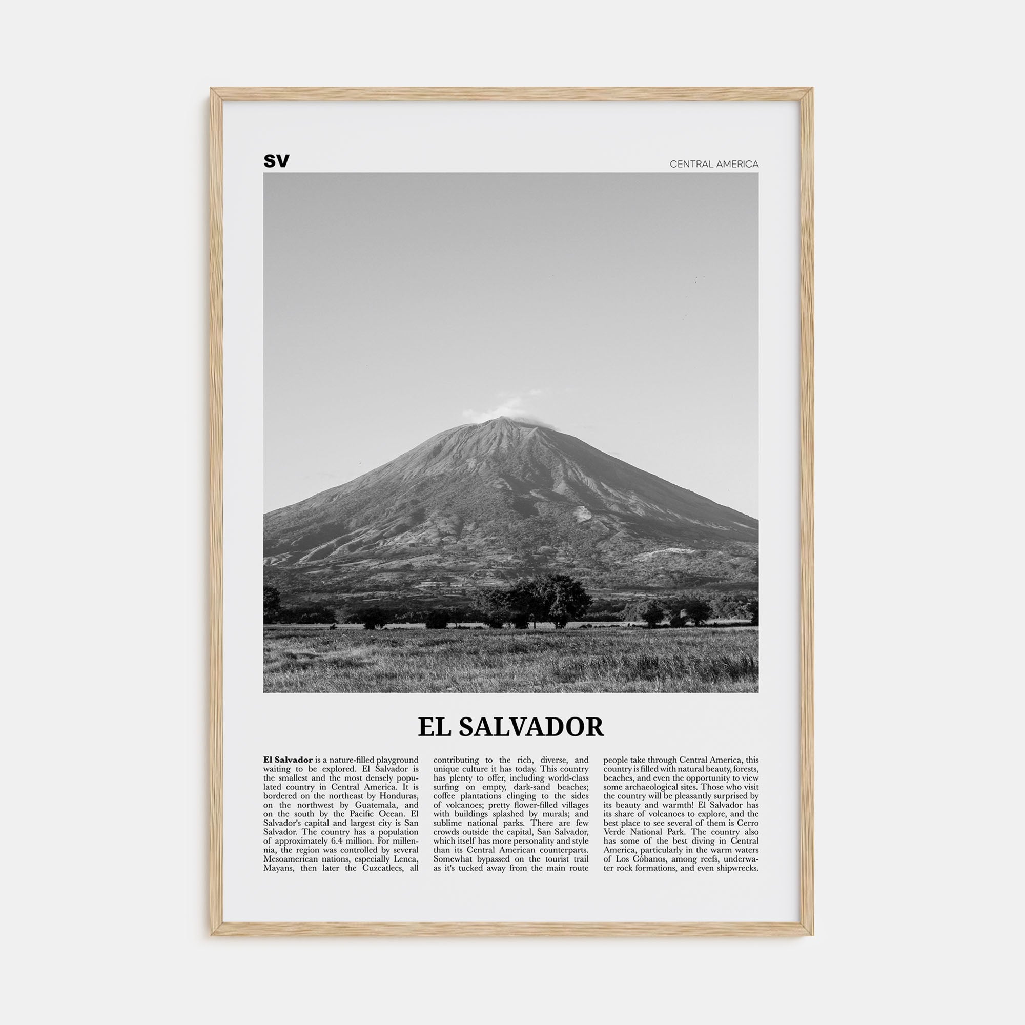 El Salvador Travel B&W No 3 Poster