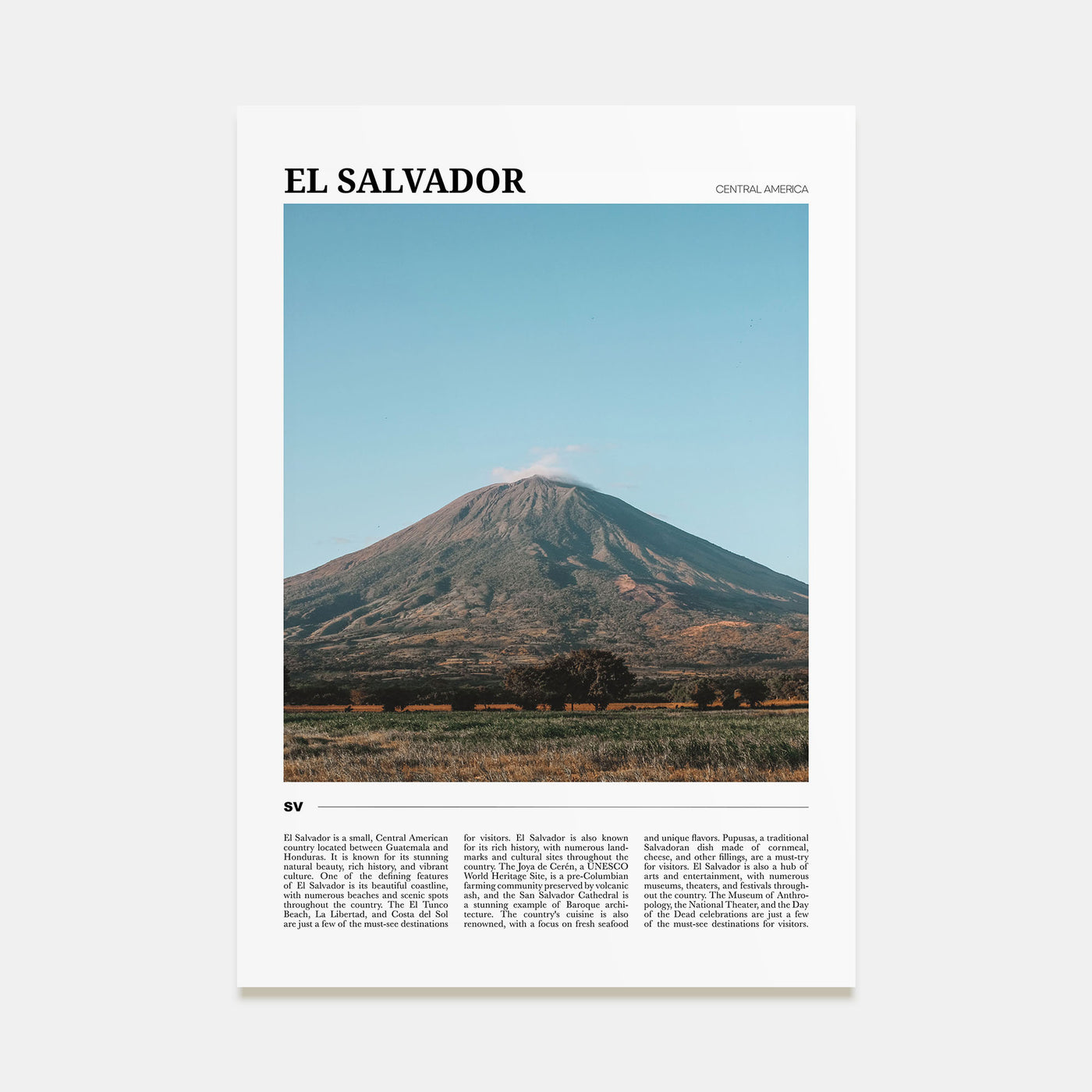 El Salvador Travel Color Poster