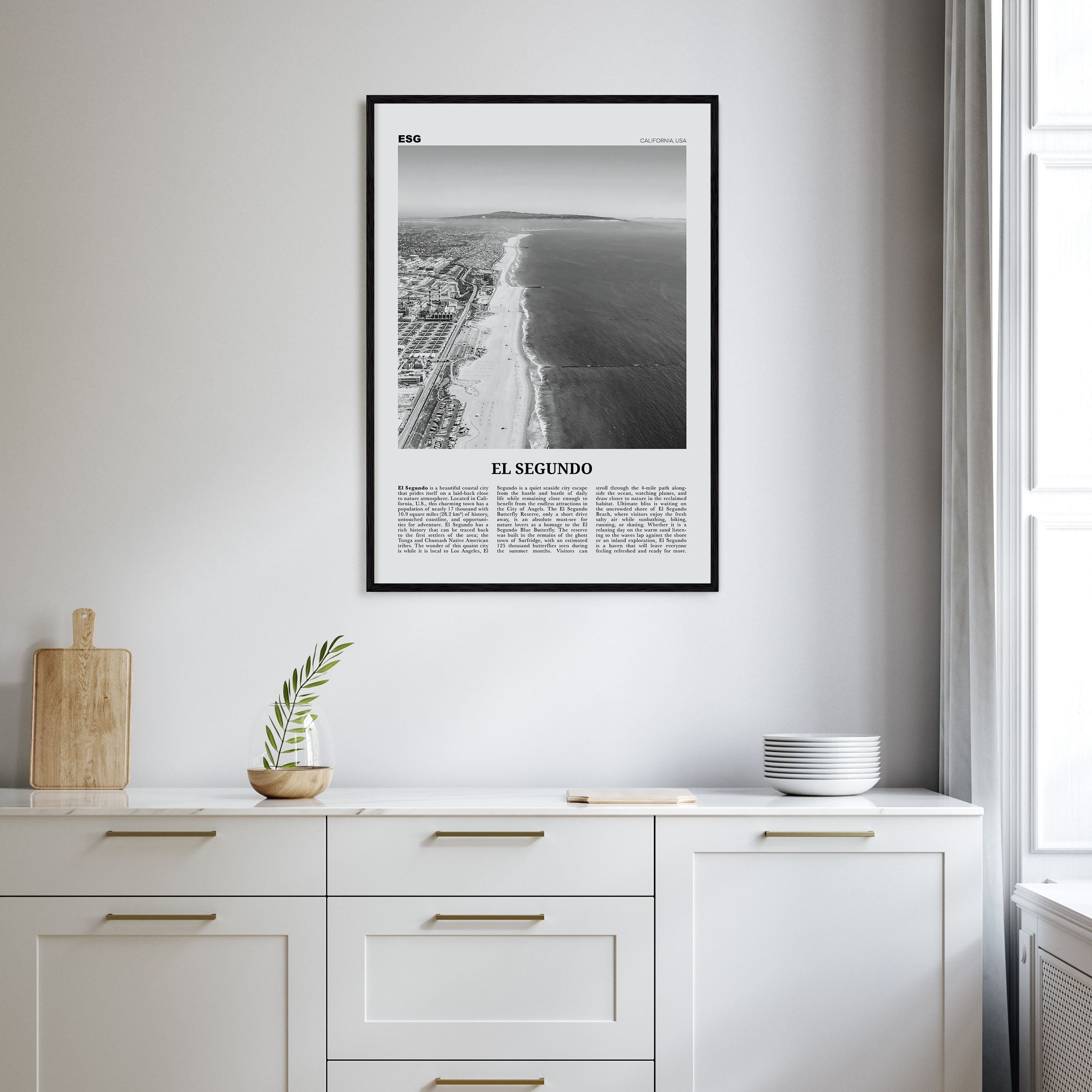 El Segundo Travel B&W Poster